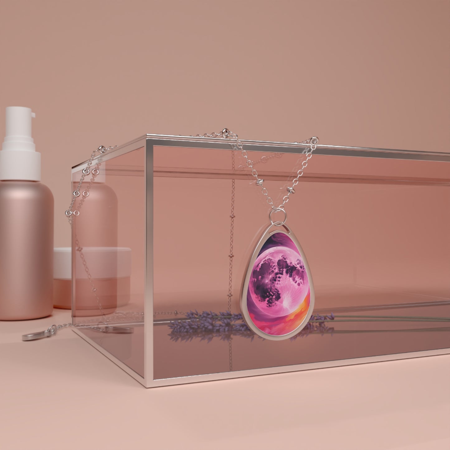 Pink Moon Oval Necklace