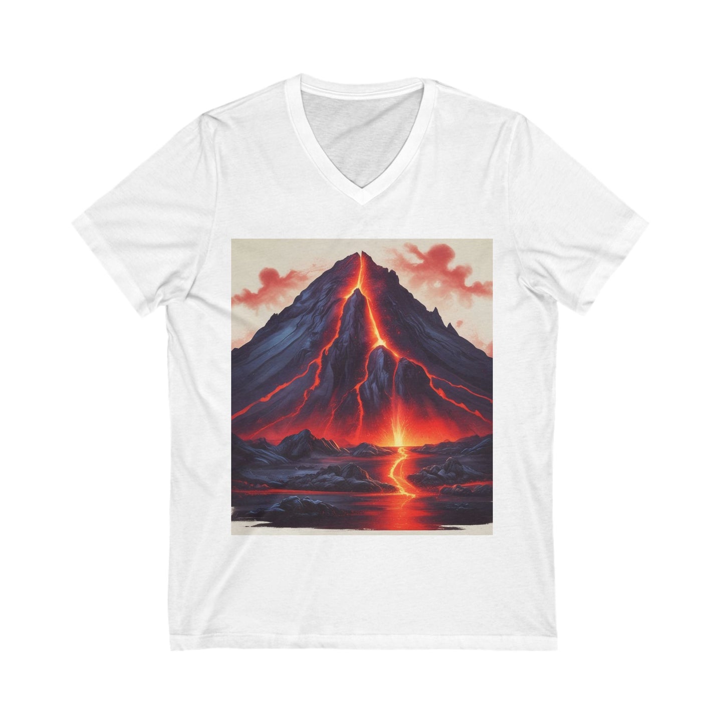 Volcanic Eruption V-Neck Tee, Lava Art T-Shirt, Nature Lover Gift, Unisex Tee, Adventure Top, Birthday Shirt