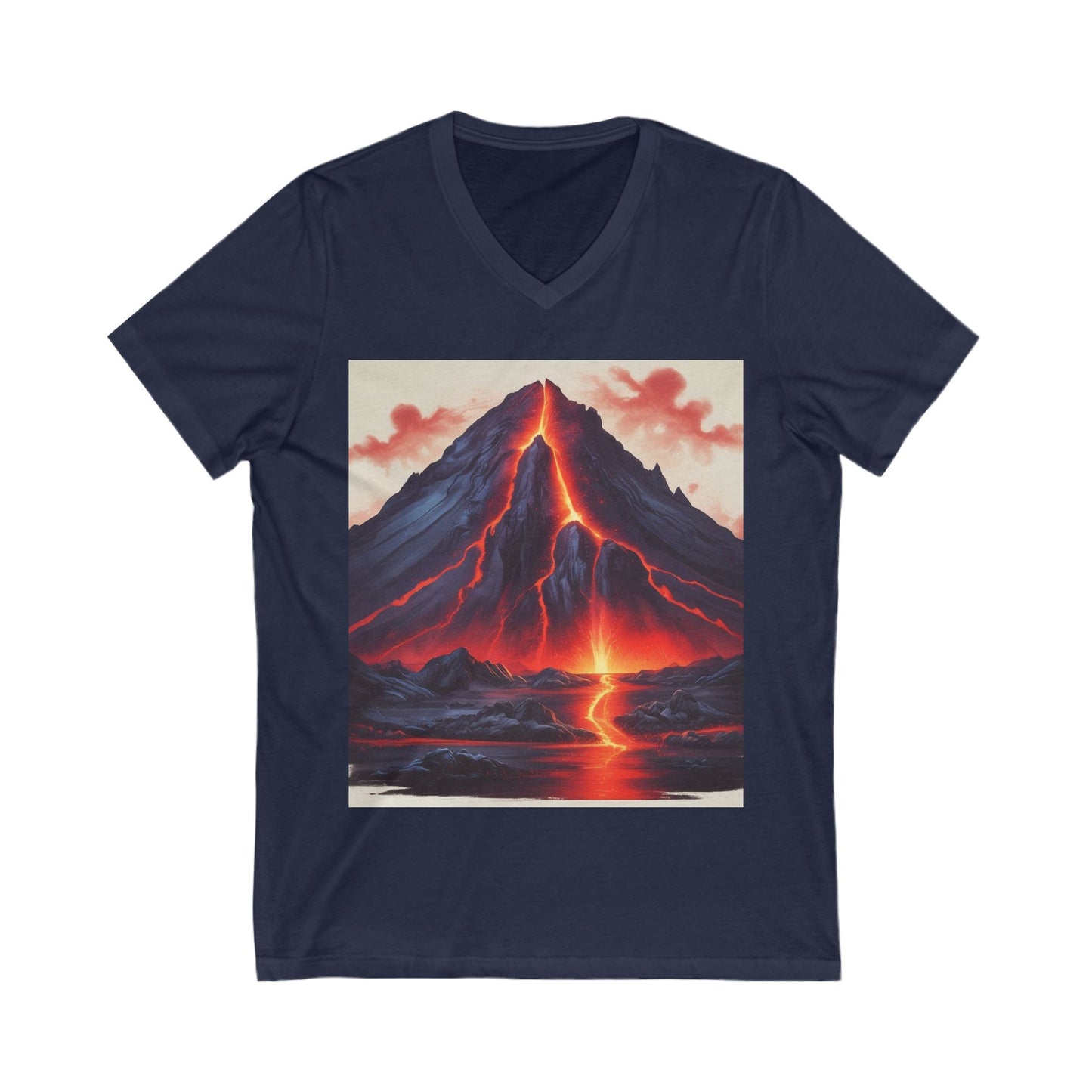 Volcanic Eruption V-Neck Tee, Lava Art T-Shirt, Nature Lover Gift, Unisex Tee, Adventure Top, Birthday Shirt