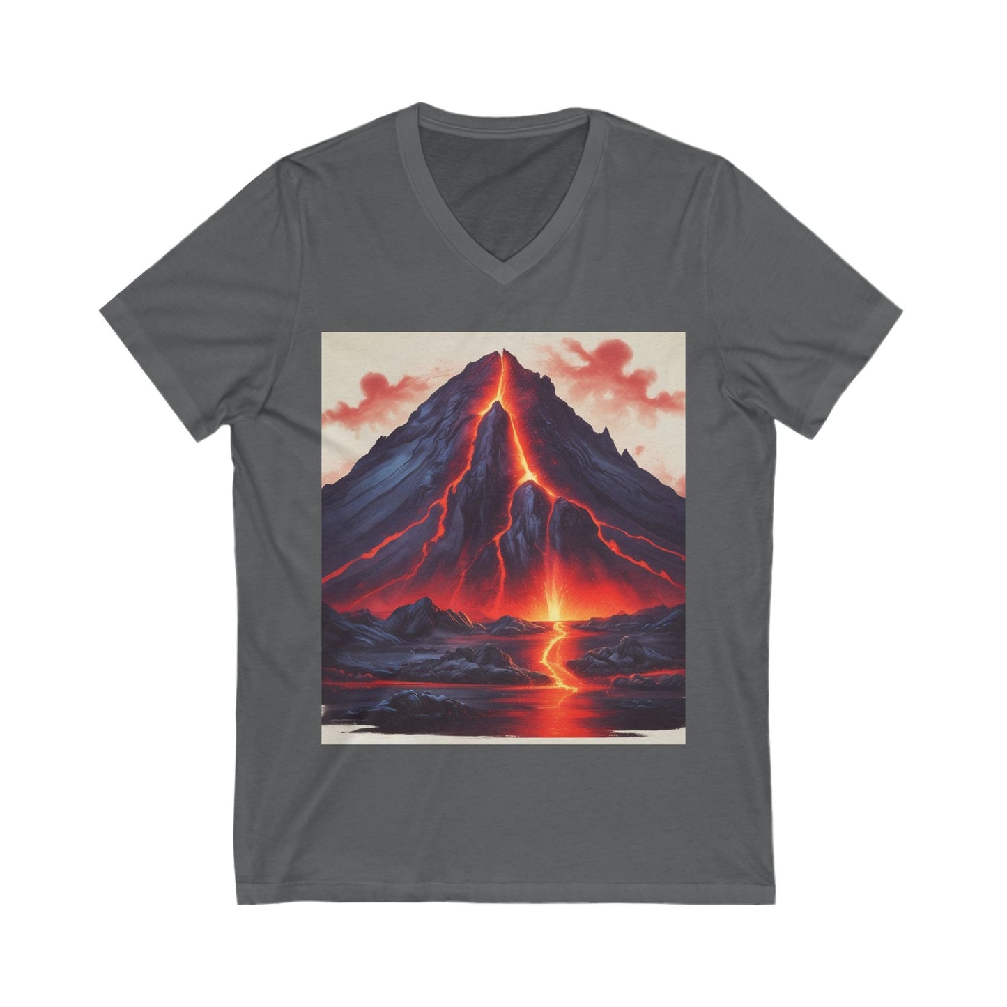 Volcanic Eruption V-Neck Tee, Lava Art T-Shirt, Nature Lover Gift, Unisex Tee, Adventure Top, Birthday Shirt