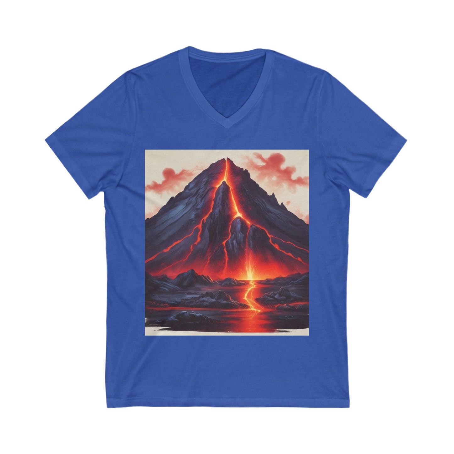 Volcanic Eruption V-Neck Tee, Lava Art T-Shirt, Nature Lover Gift, Unisex Tee, Adventure Top, Birthday Shirt