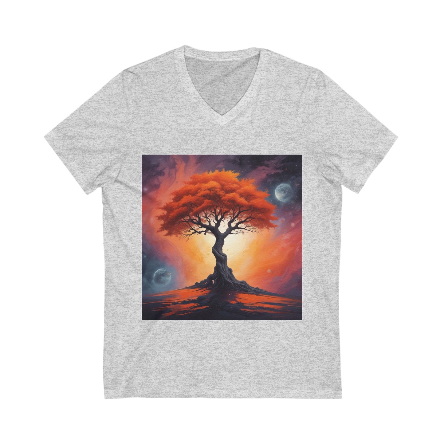 Vibrant Tree of Life Tee, Nature Lover Shirt, Eco-Friendly Apparel, Bohemian V-Neck T-Shirt, Gift for Earth Day, Casual Wear