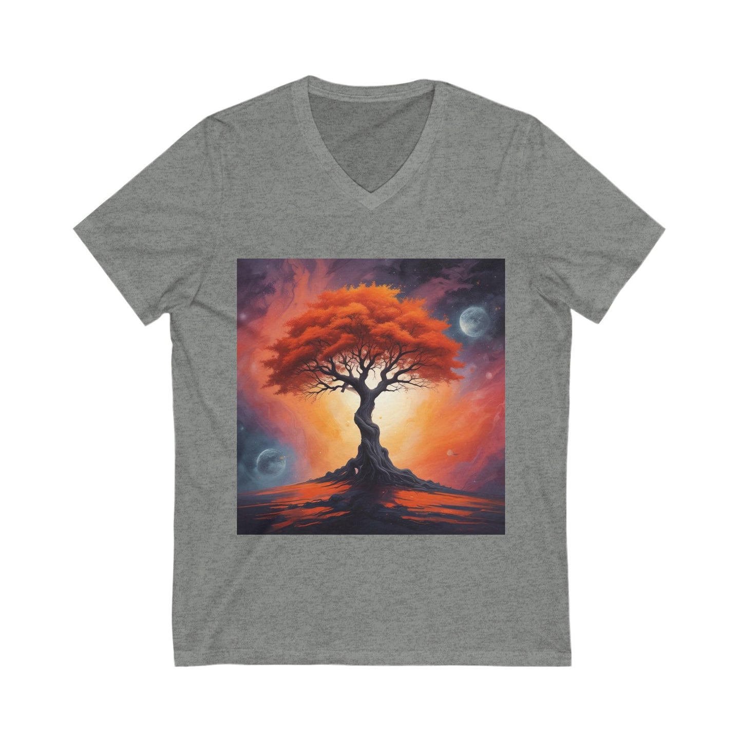 Vibrant Tree of Life Tee, Nature Lover Shirt, Eco-Friendly Apparel, Bohemian V-Neck T-Shirt, Gift for Earth Day, Casual Wear