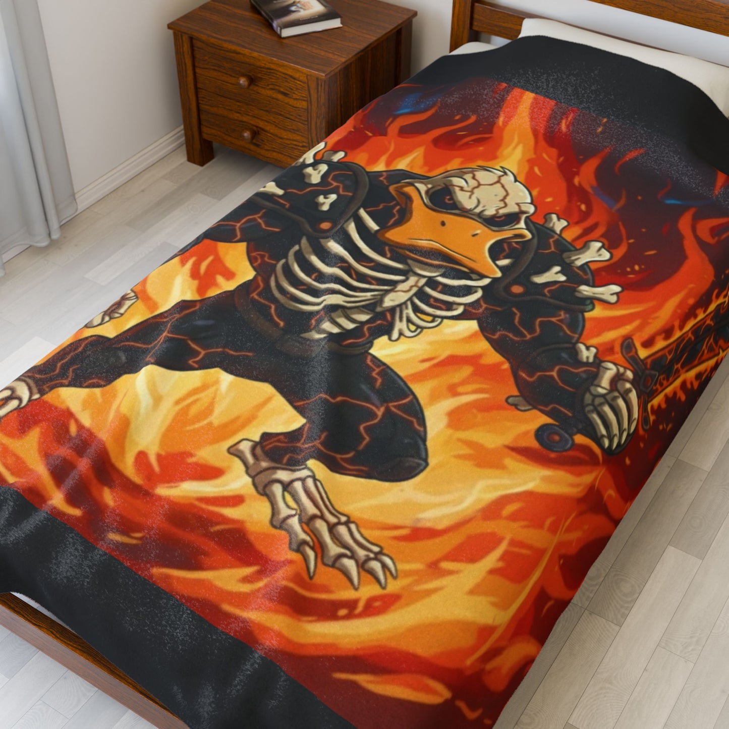 Halloween Agent Quacks Series Velveteen Plush Blanket - Skeleton Quacks Design