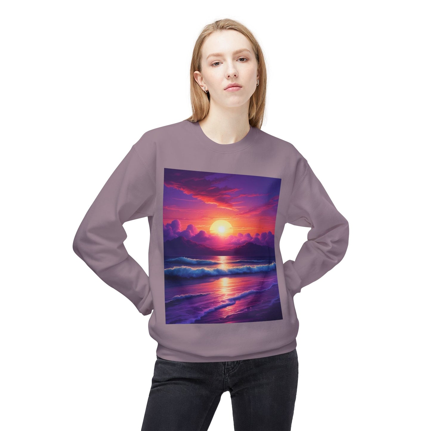 Sunset Ocean Crewneck Sweatshirt - Cozy Layer for Beach Lovers, Gift for Nature Enthusiasts, Perfect for Casual Days, Vibrant Art Apparel