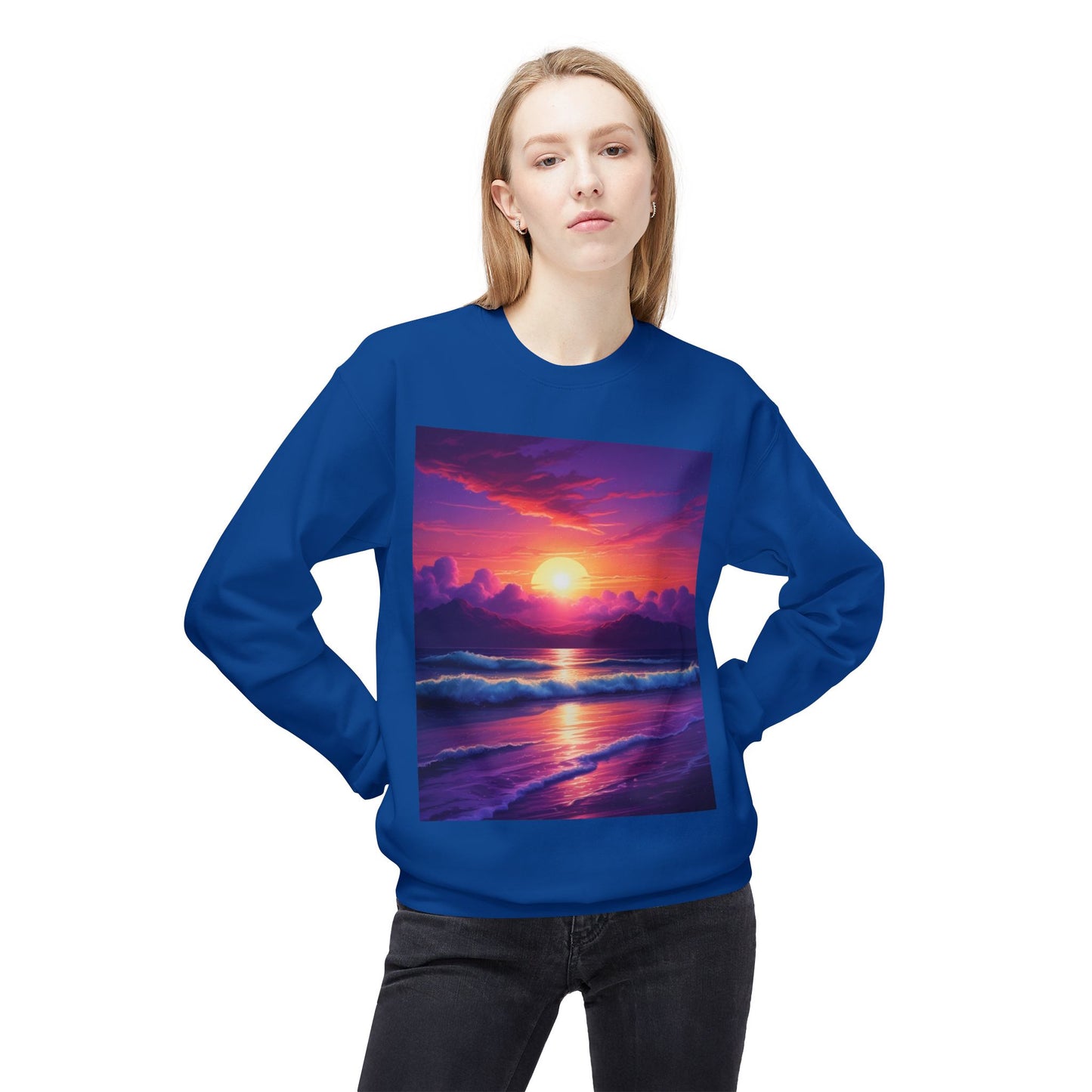 Sunset Ocean Crewneck Sweatshirt - Cozy Layer for Beach Lovers, Gift for Nature Enthusiasts, Perfect for Casual Days, Vibrant Art Apparel