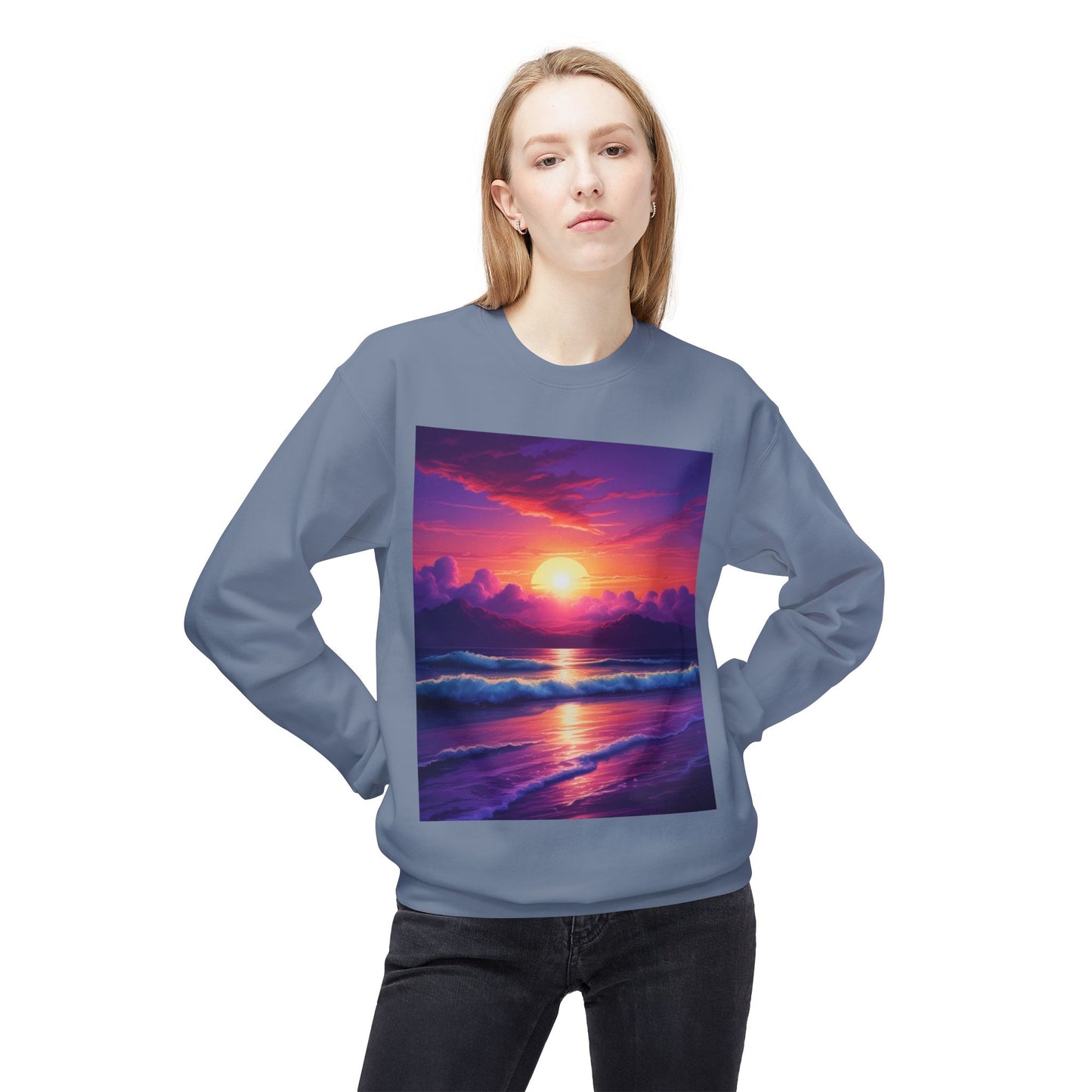Sunset Ocean Crewneck Sweatshirt - Cozy Layer for Beach Lovers, Gift for Nature Enthusiasts, Perfect for Casual Days, Vibrant Art Apparel