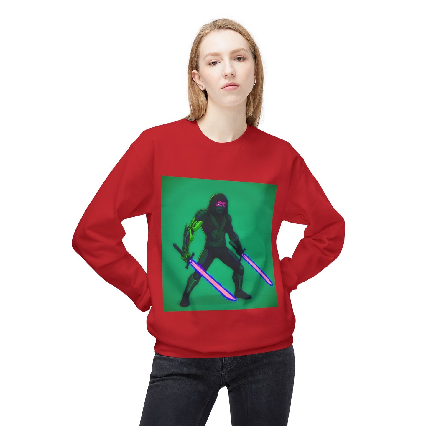 Agent Quacks Series Unisex Midweight Softstyle Fleece Crewneck Sweatshirt - Assassin Xavier Design