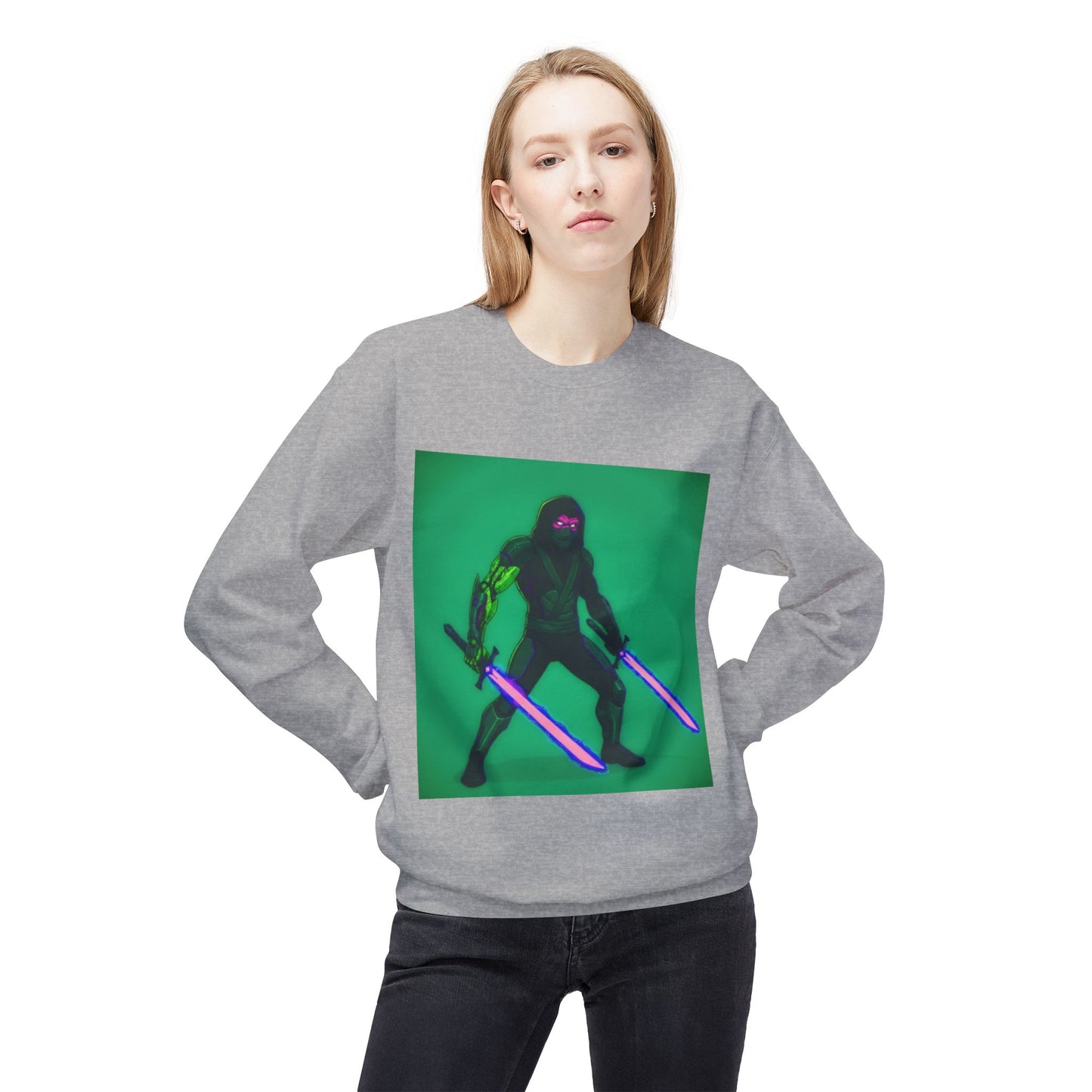 Agent Quacks Series Unisex Midweight Softstyle Fleece Crewneck Sweatshirt - Assassin Xavier Design