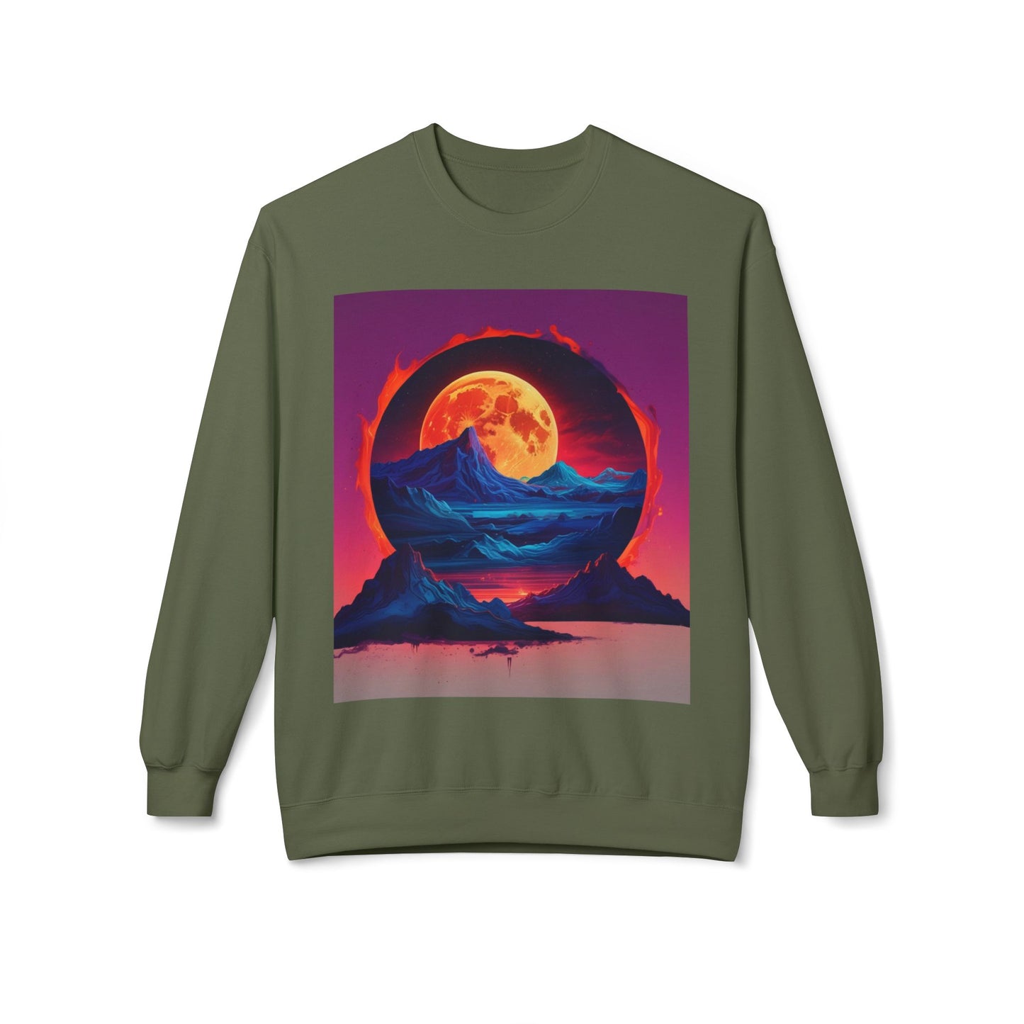 Moon Abstract Graphic Art Unisex Midweight Soft style Fleece Crewneck Sweatshirt