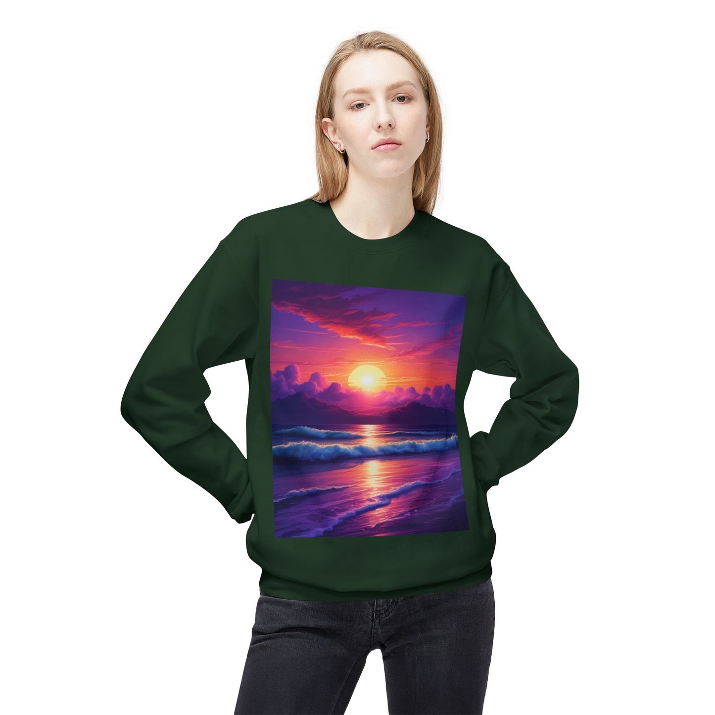 Sunset Ocean Crewneck Sweatshirt - Cozy Layer for Beach Lovers, Gift for Nature Enthusiasts, Perfect for Casual Days, Vibrant Art Apparel