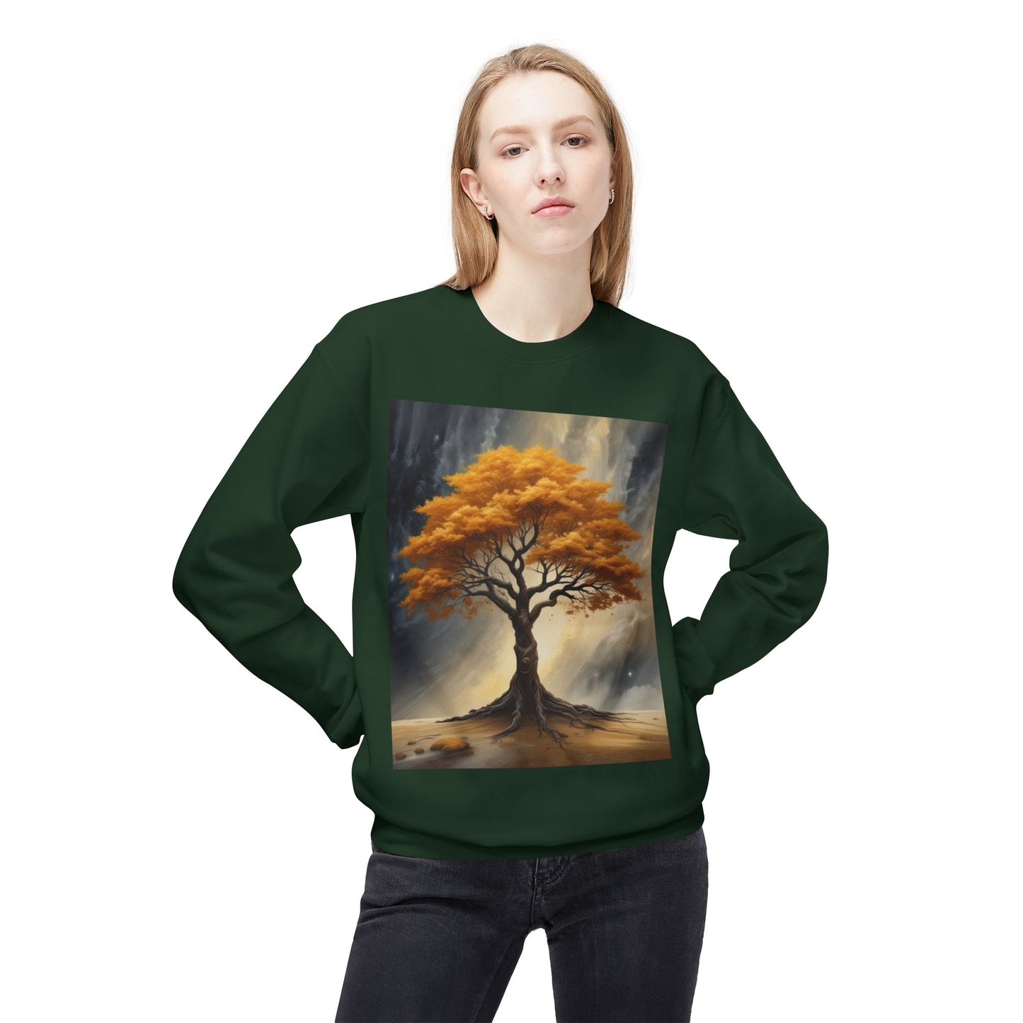 Autumn Tree Sweatshirt, Cozy Fall Apparel, Unisex Crewneck, Nature Lover Gift, Thanksgiving Outfit, Artistic Fleece Sweatshirt