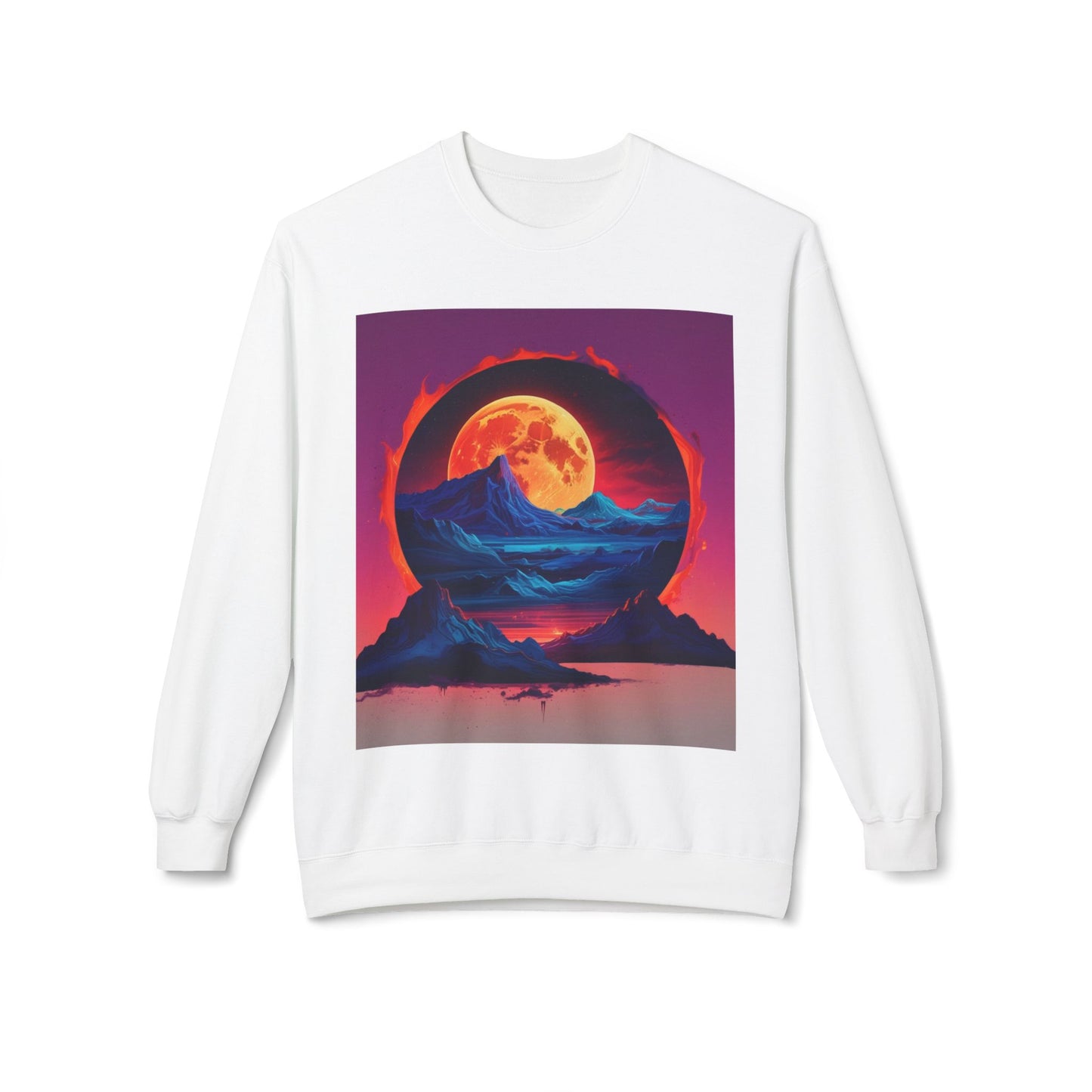 Moon Abstract Graphic Art Unisex Midweight Soft style Fleece Crewneck Sweatshirt