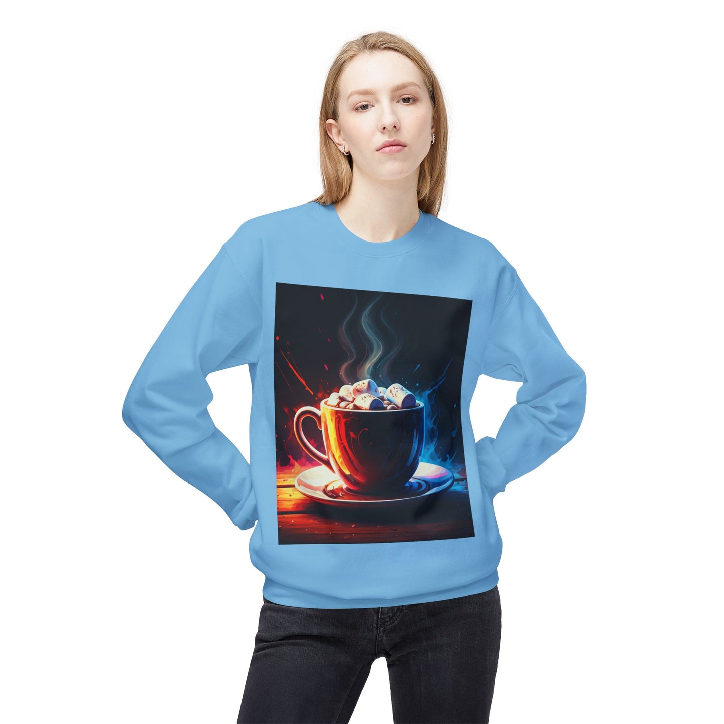 Abstract Hot Chocolate Graphic Unisex Midweight Softstyle Fleece Crewneck Sweatshirt