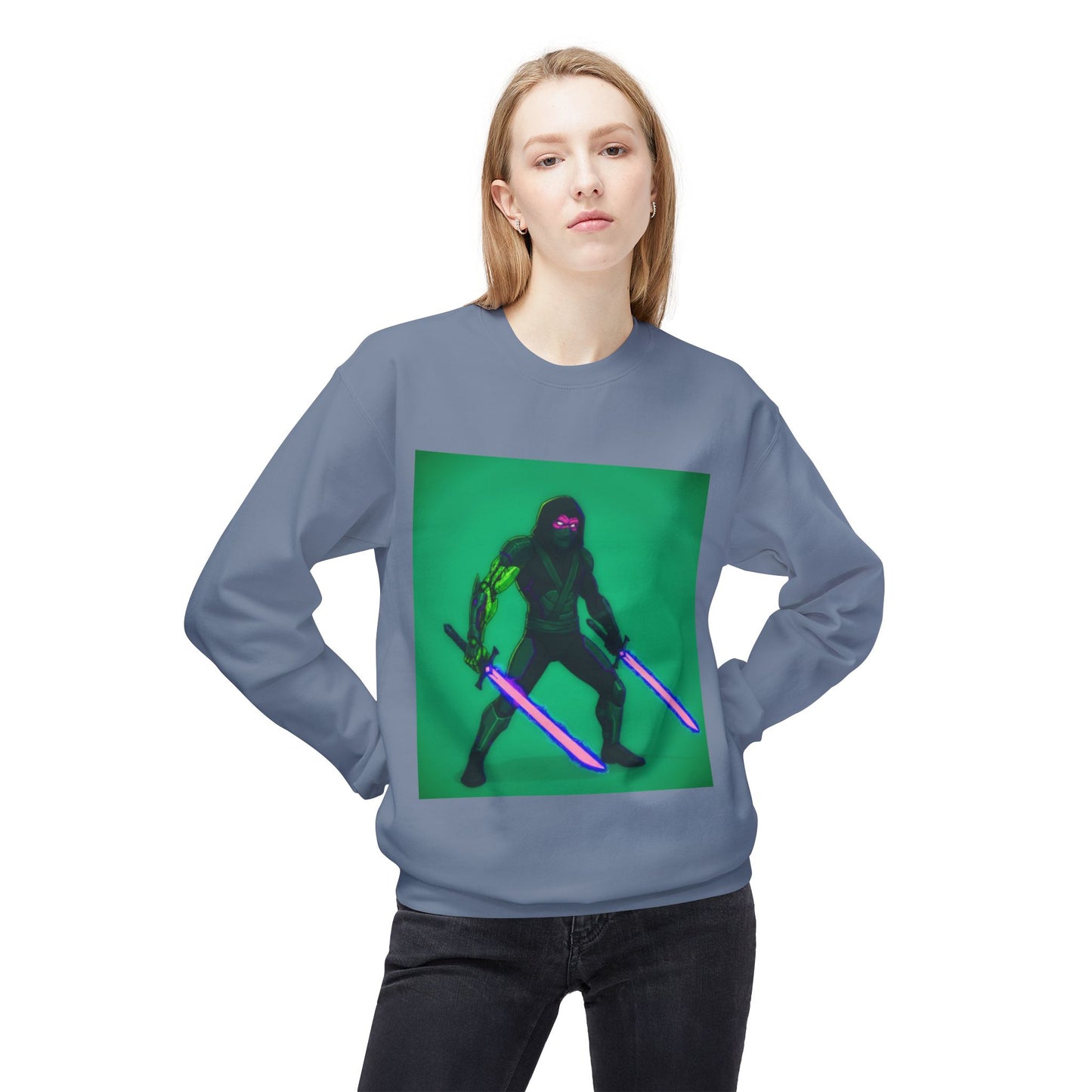 Agent Quacks Series Unisex Midweight Softstyle Fleece Crewneck Sweatshirt - Assassin Xavier Design