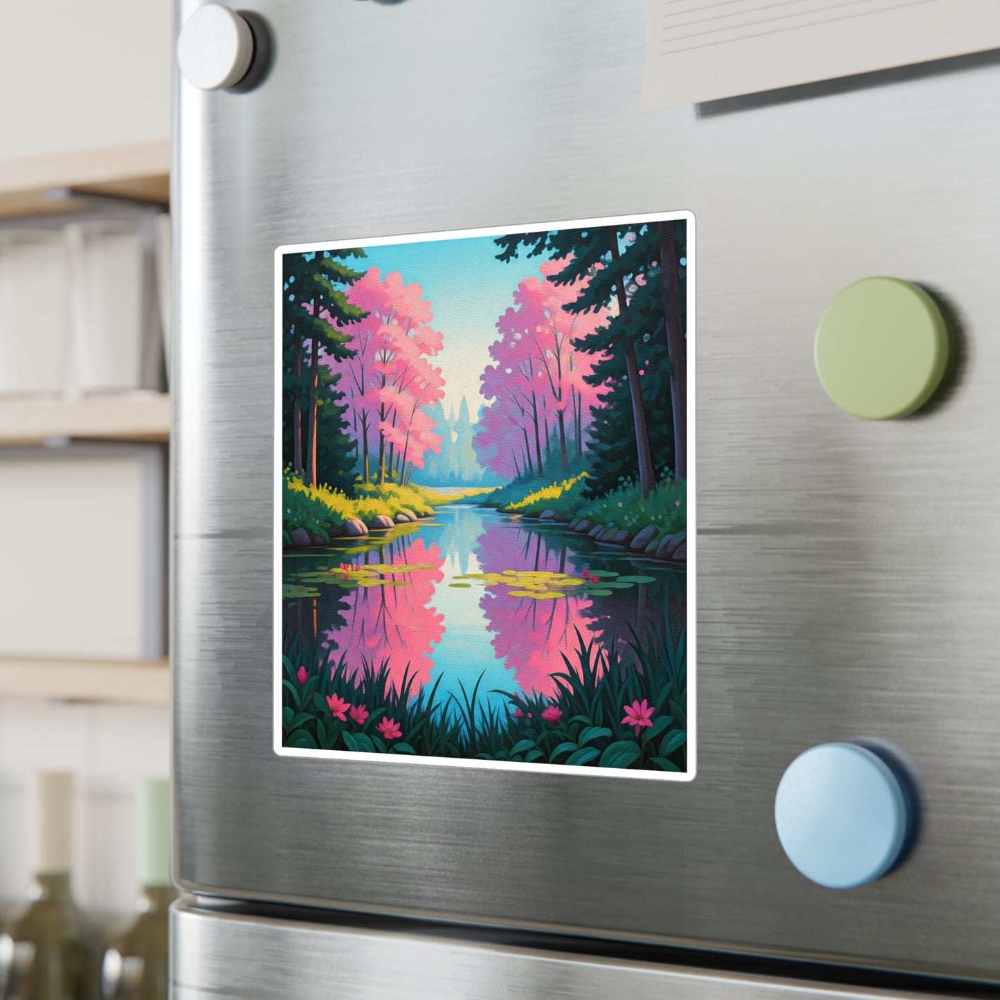 Nature Lake Painting Kiss-Cut Vinyl Decals