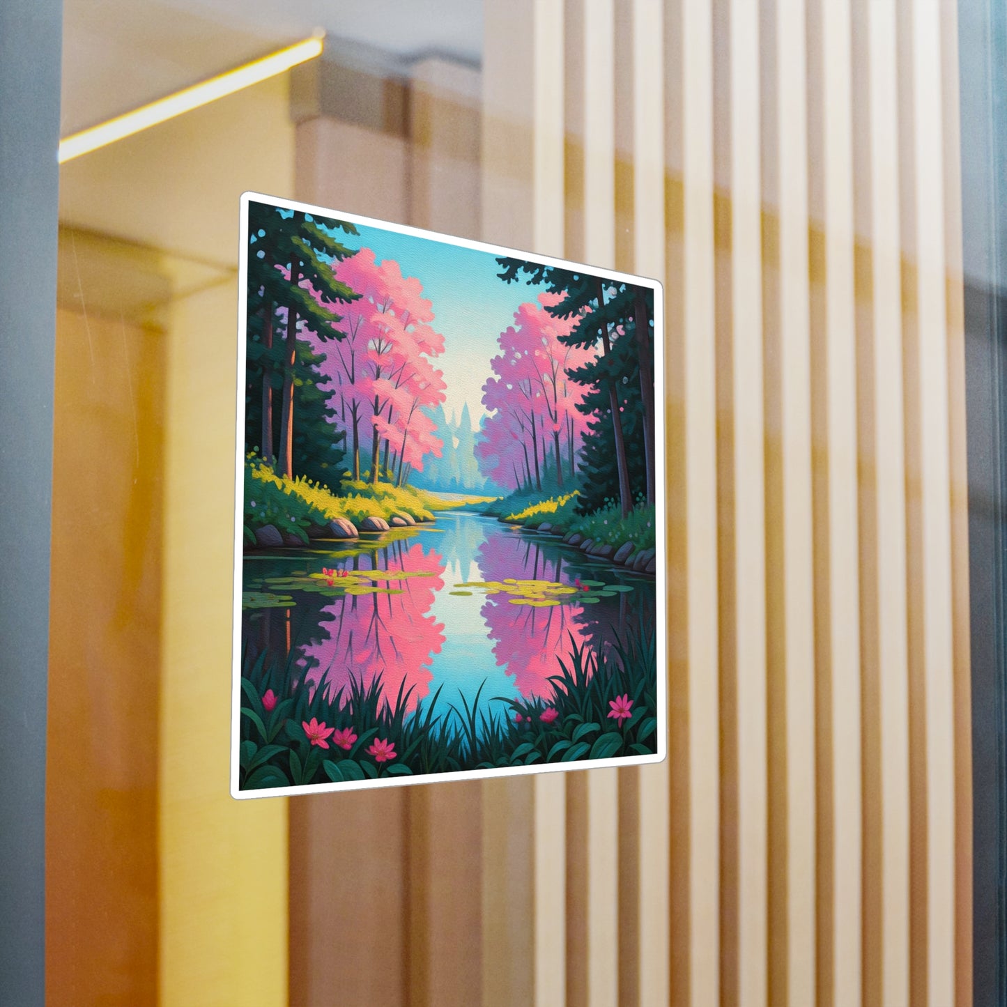 Nature Lake Painting Kiss-Cut Vinyl Decals