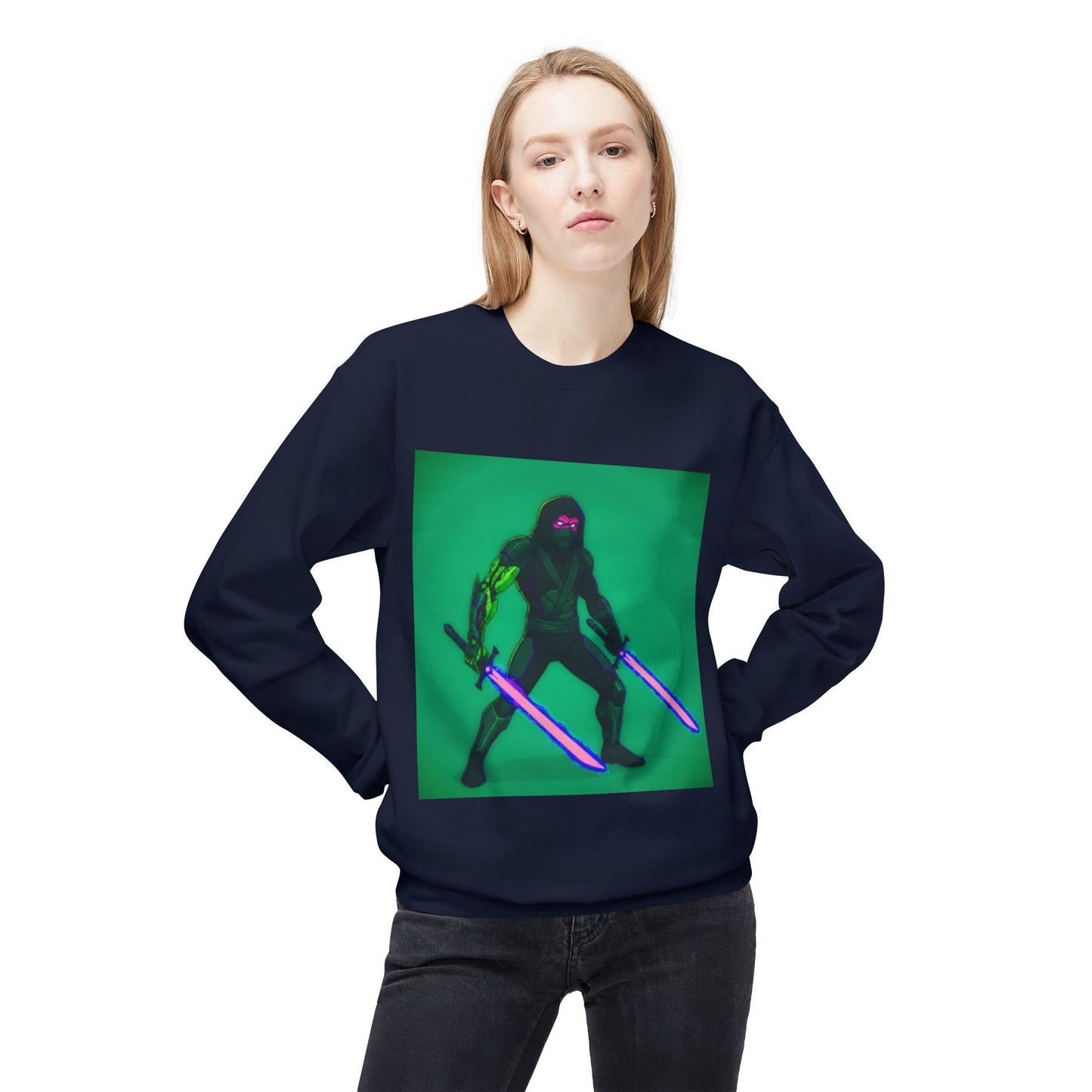 Agent Quacks Series Unisex Midweight Softstyle Fleece Crewneck Sweatshirt - Assassin Xavier Design