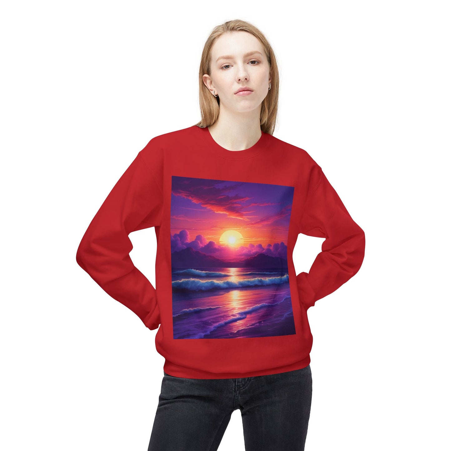 Sunset Ocean Crewneck Sweatshirt - Cozy Layer for Beach Lovers, Gift for Nature Enthusiasts, Perfect for Casual Days, Vibrant Art Apparel