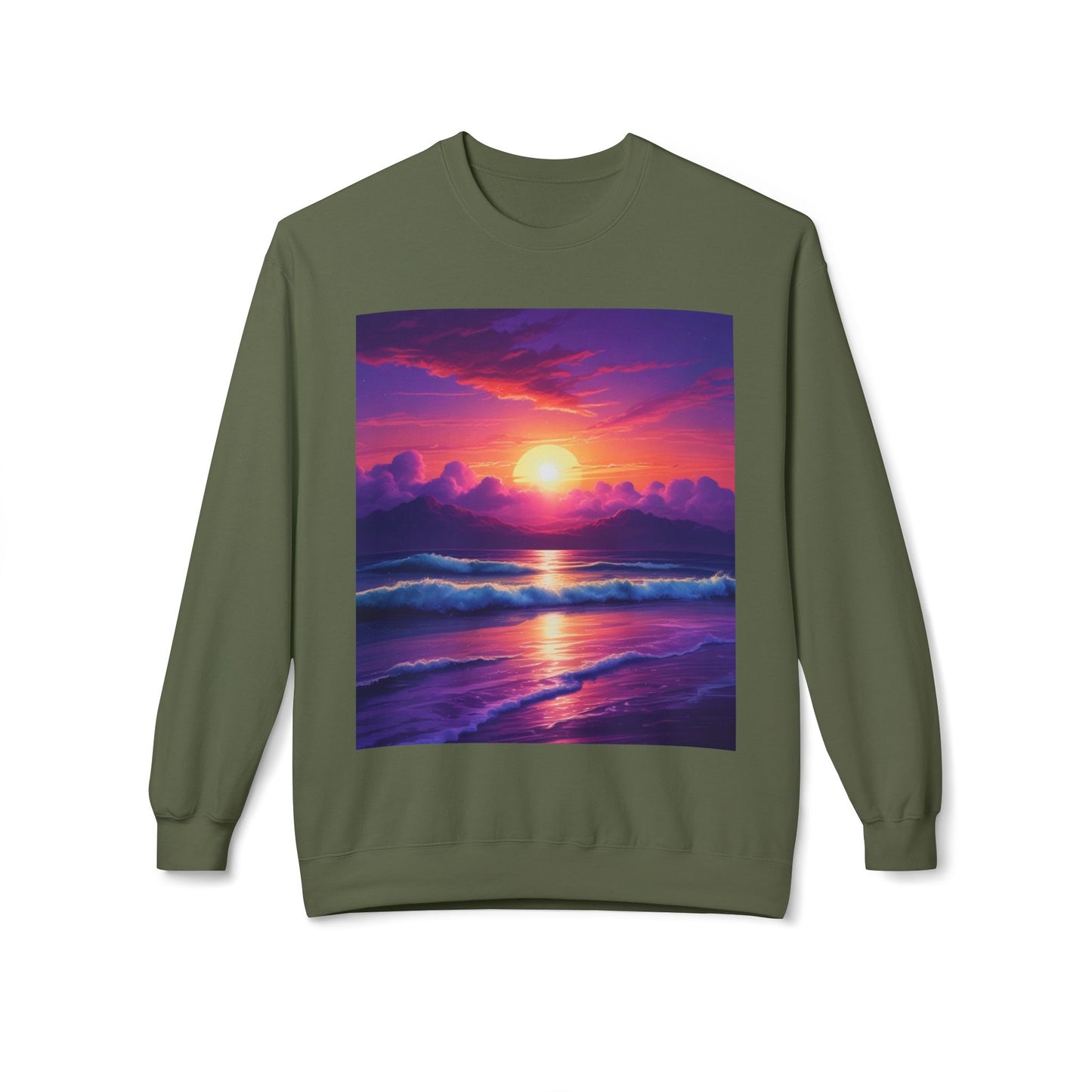 Sunset Ocean Crewneck Sweatshirt - Cozy Layer for Beach Lovers, Gift for Nature Enthusiasts, Perfect for Casual Days, Vibrant Art Apparel