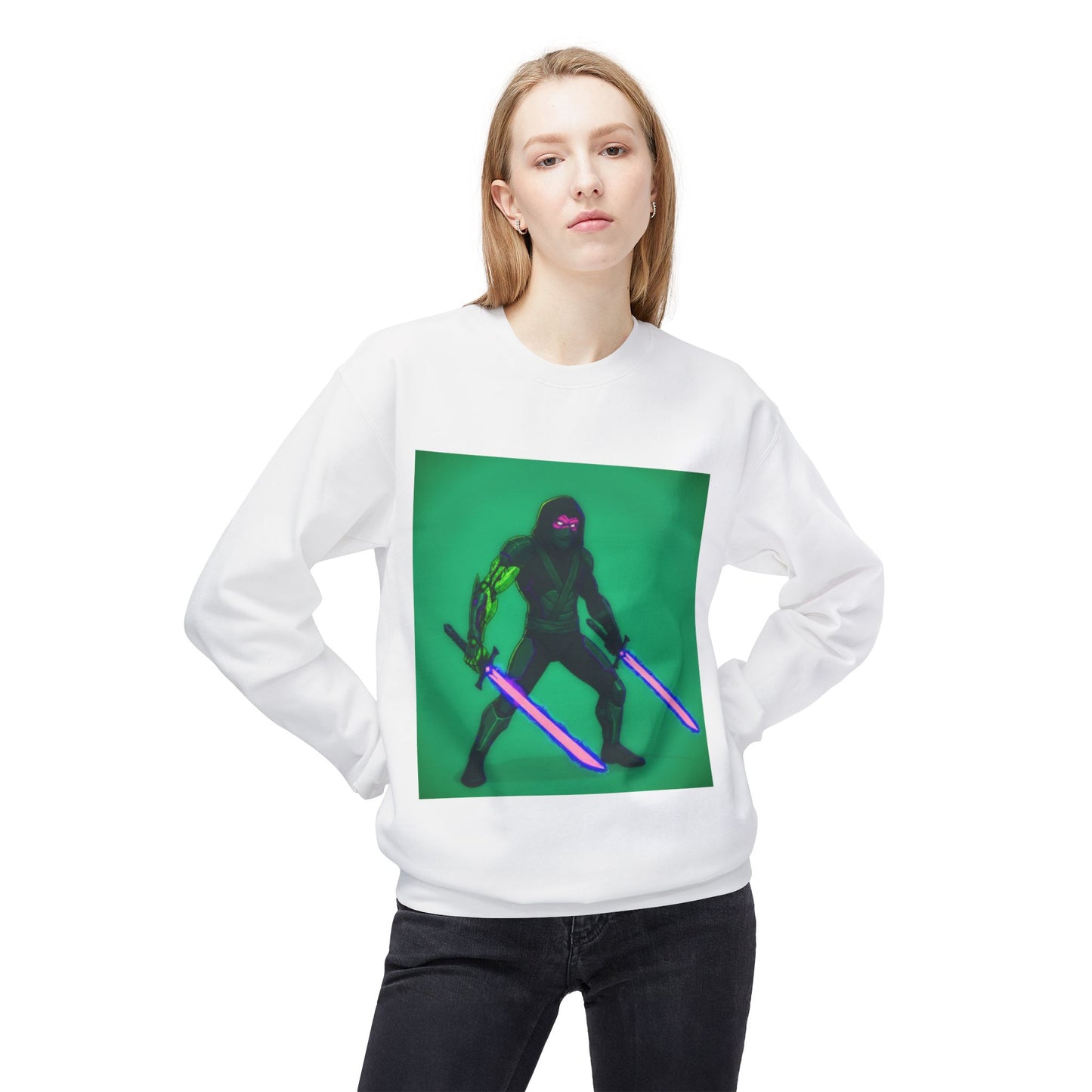 Agent Quacks Series Unisex Midweight Softstyle Fleece Crewneck Sweatshirt - Assassin Xavier Design