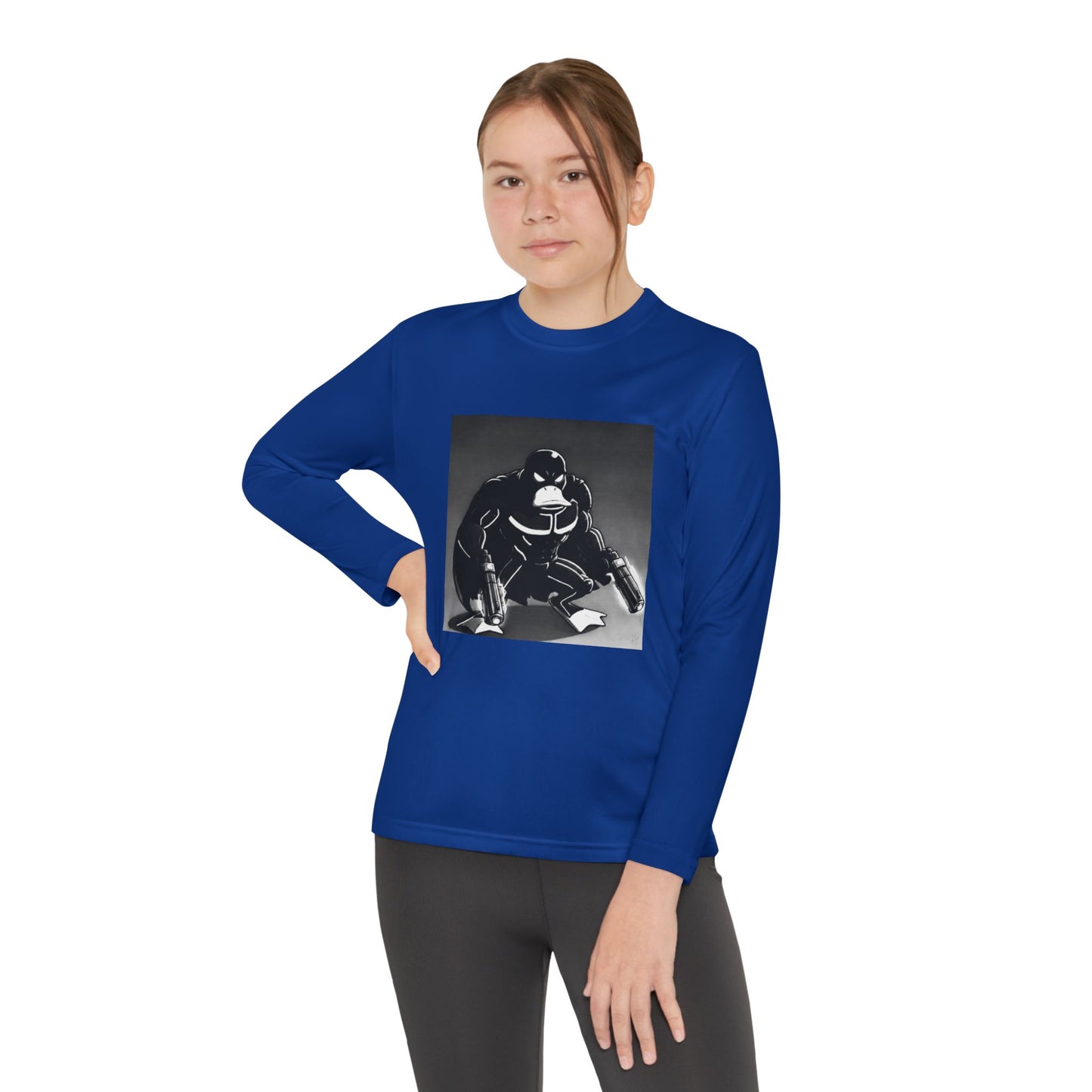 Agent Quacks Series Youth Long Sleeve Competitor Tee - Vigilante Quacks Design