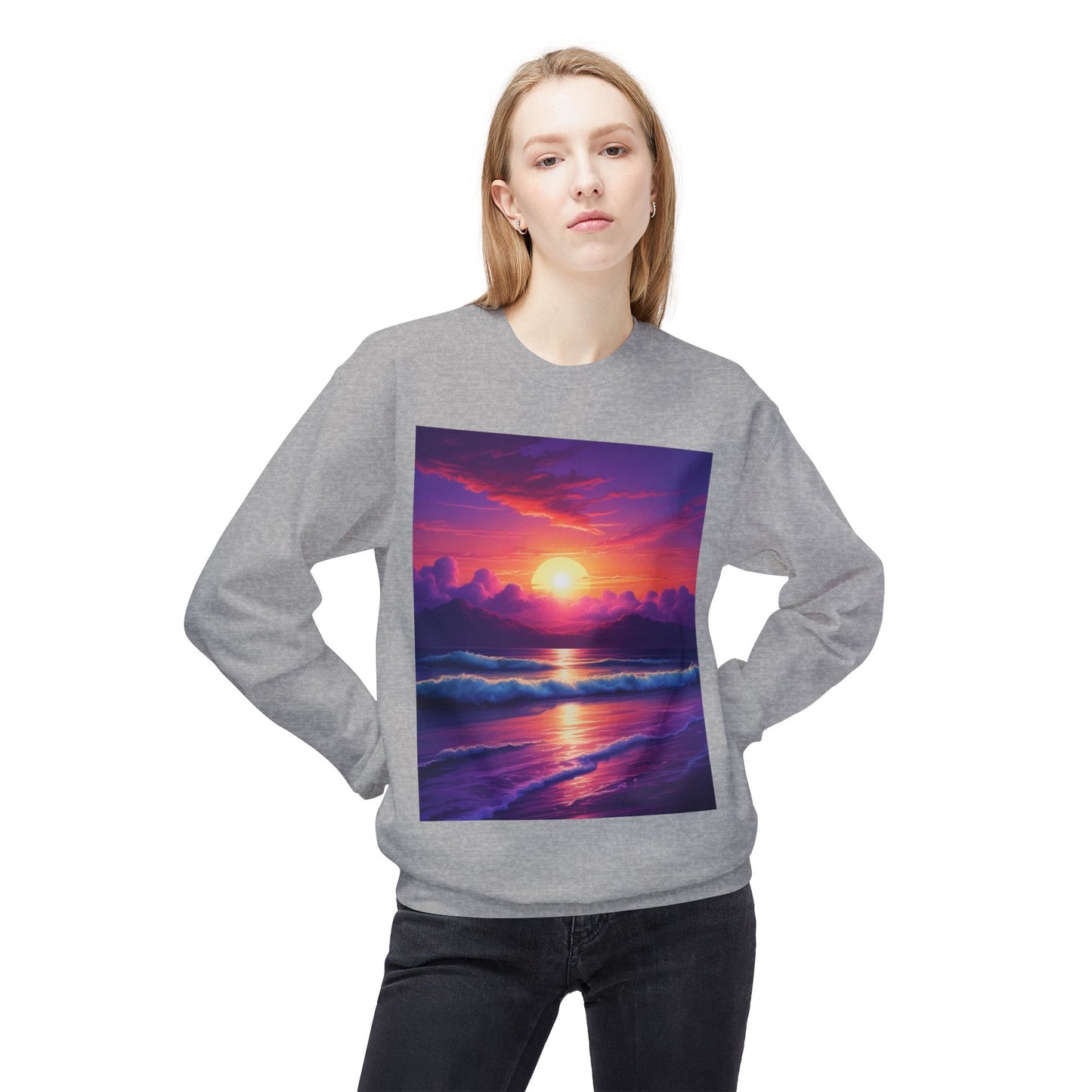 Sunset Ocean Crewneck Sweatshirt - Cozy Layer for Beach Lovers, Gift for Nature Enthusiasts, Perfect for Casual Days, Vibrant Art Apparel