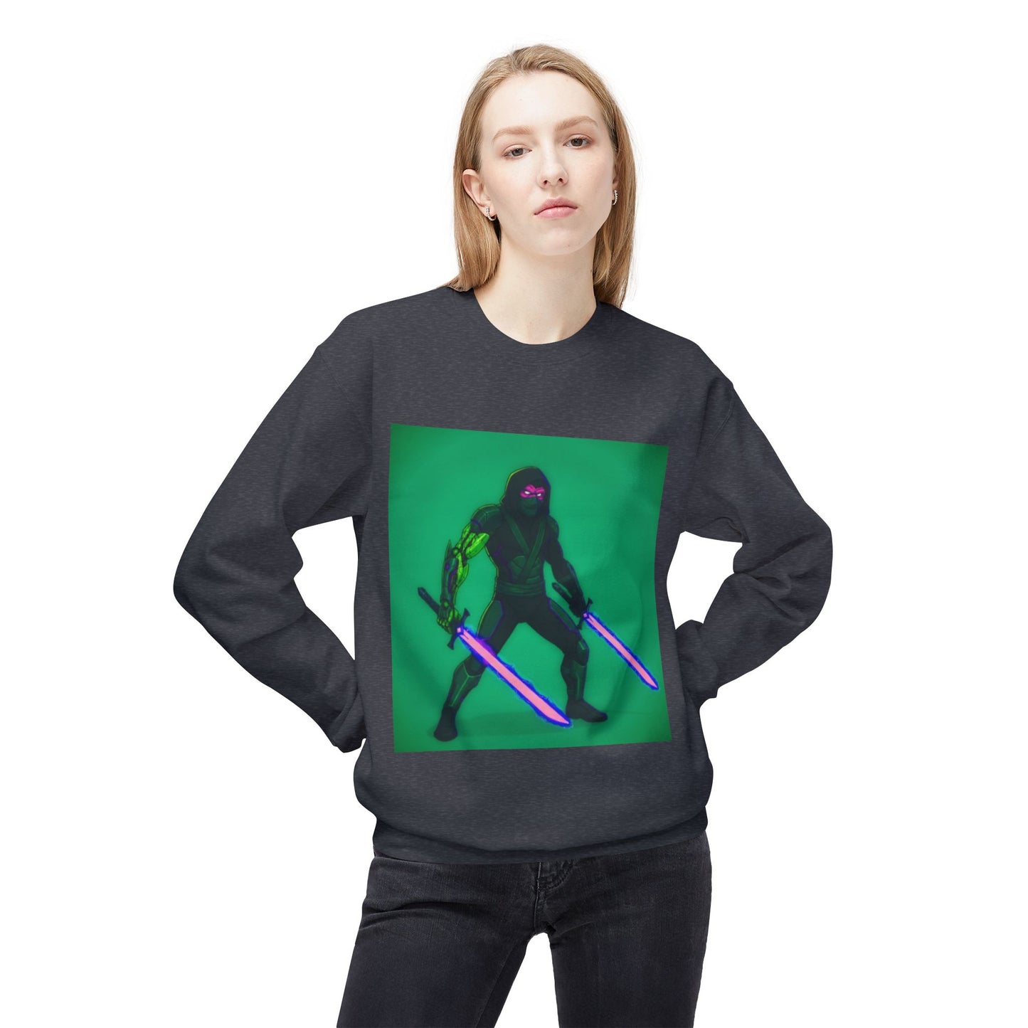 Agent Quacks Series Unisex Midweight Softstyle Fleece Crewneck Sweatshirt - Assassin Xavier Design
