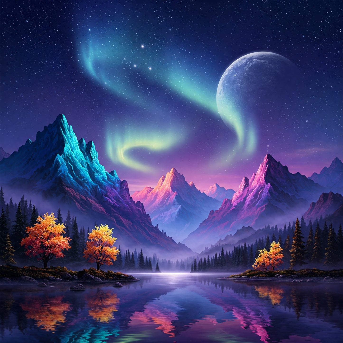 Northern lights Landscapes pack of 5
