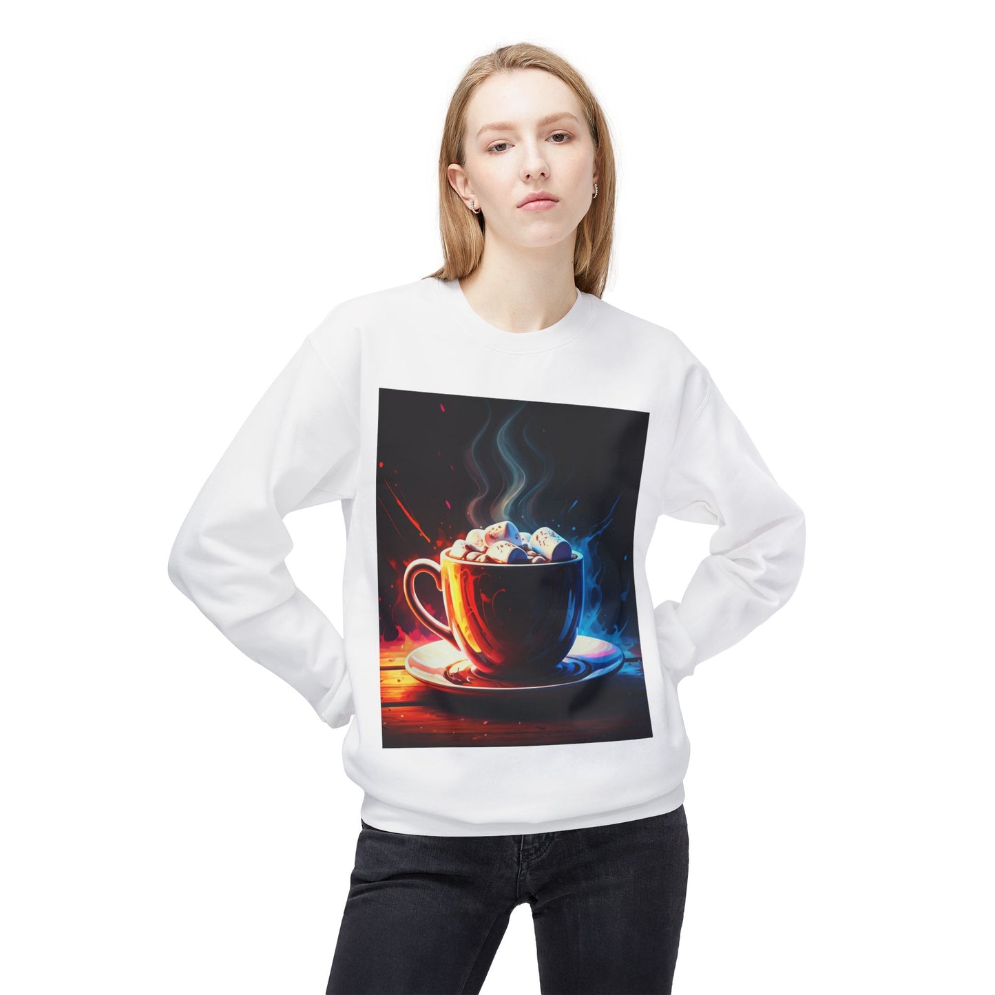 Abstract Hot Chocolate Graphic Unisex Midweight Softstyle Fleece Crewneck Sweatshirt