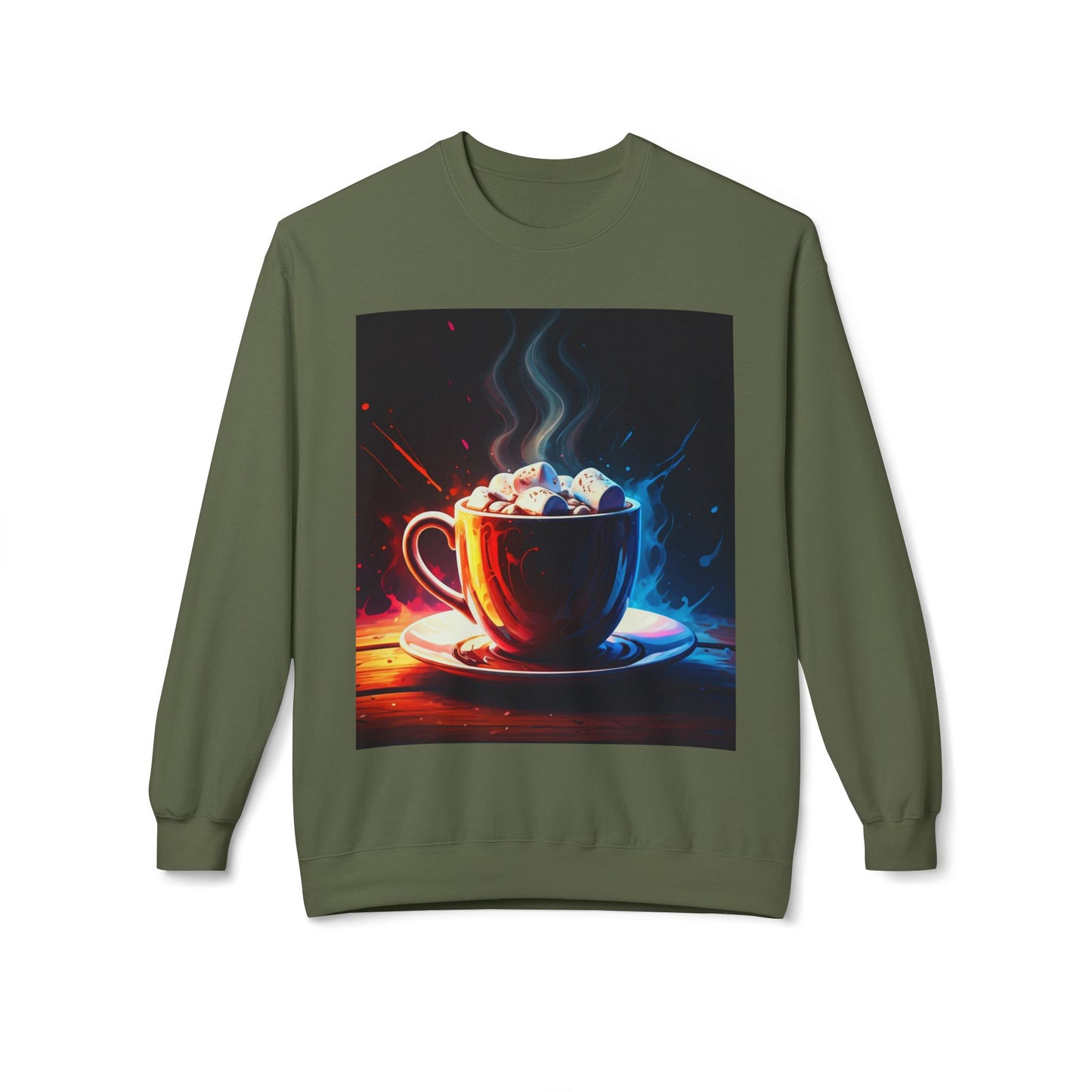 Abstract Hot Chocolate Graphic Unisex Midweight Softstyle Fleece Crewneck Sweatshirt