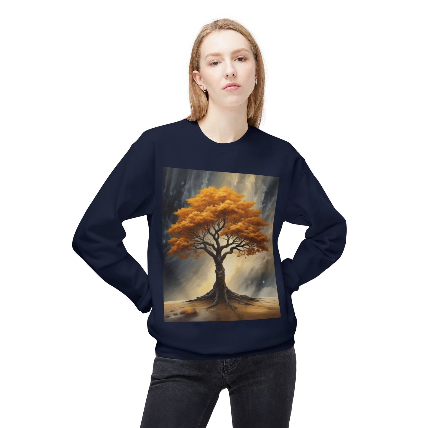 Autumn Tree Sweatshirt, Cozy Fall Apparel, Unisex Crewneck, Nature Lover Gift, Thanksgiving Outfit, Artistic Fleece Sweatshirt