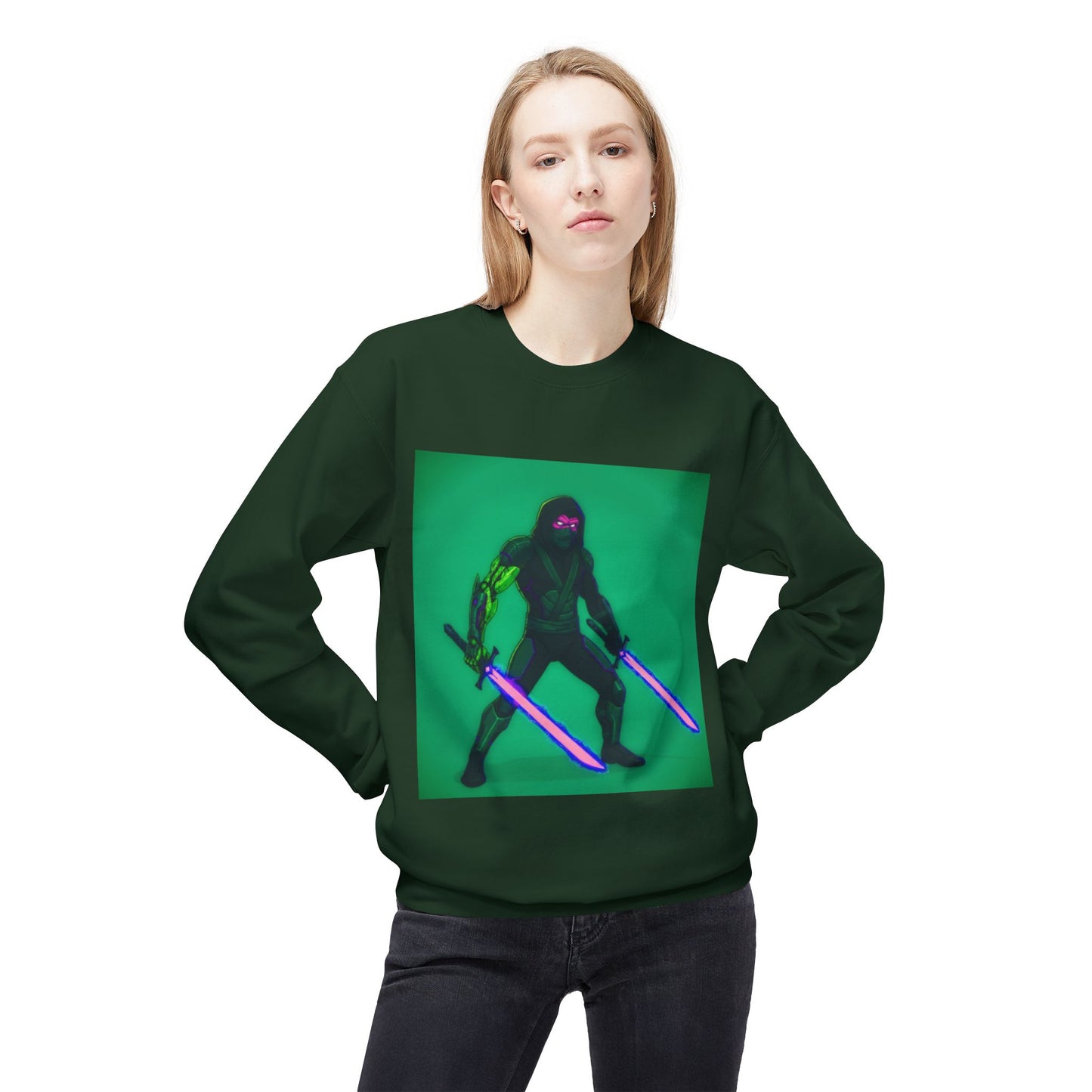 Agent Quacks Series Unisex Midweight Softstyle Fleece Crewneck Sweatshirt - Assassin Xavier Design