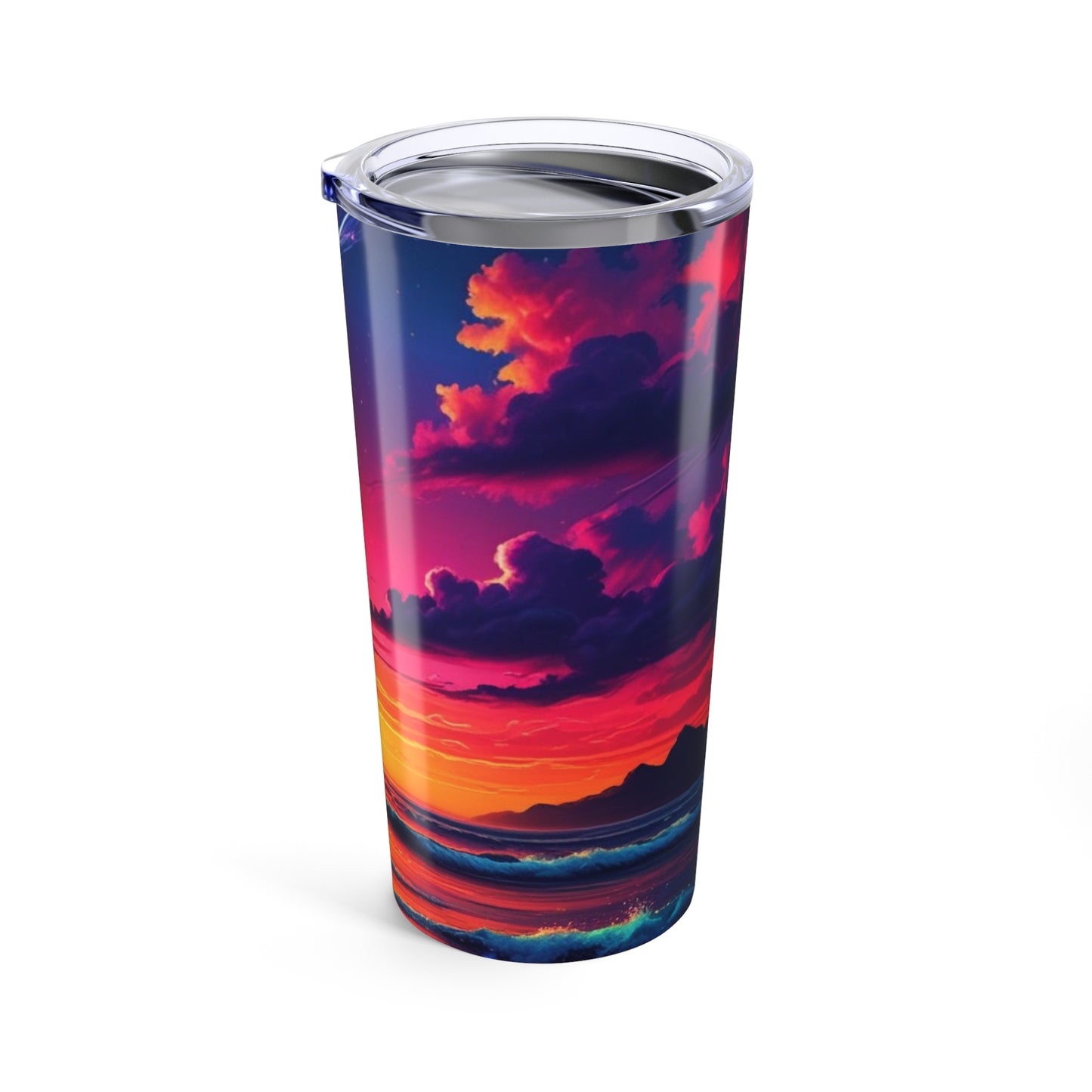 Vibrant Sunset Tumbler 20oz – Ideal for Travel, Camping, Beach Days, Gifts for Her, Inspirational Drinkware