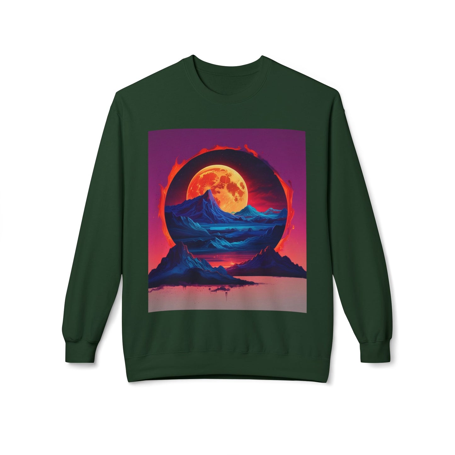 Moon Abstract Graphic Art Unisex Midweight Soft style Fleece Crewneck Sweatshirt
