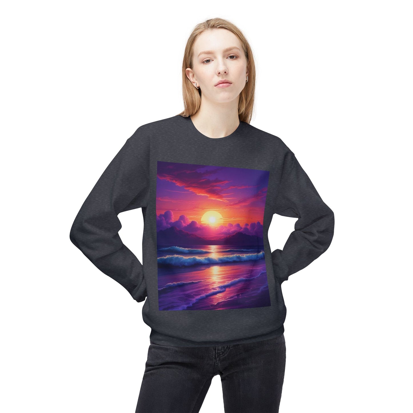 Sunset Ocean Crewneck Sweatshirt - Cozy Layer for Beach Lovers, Gift for Nature Enthusiasts, Perfect for Casual Days, Vibrant Art Apparel