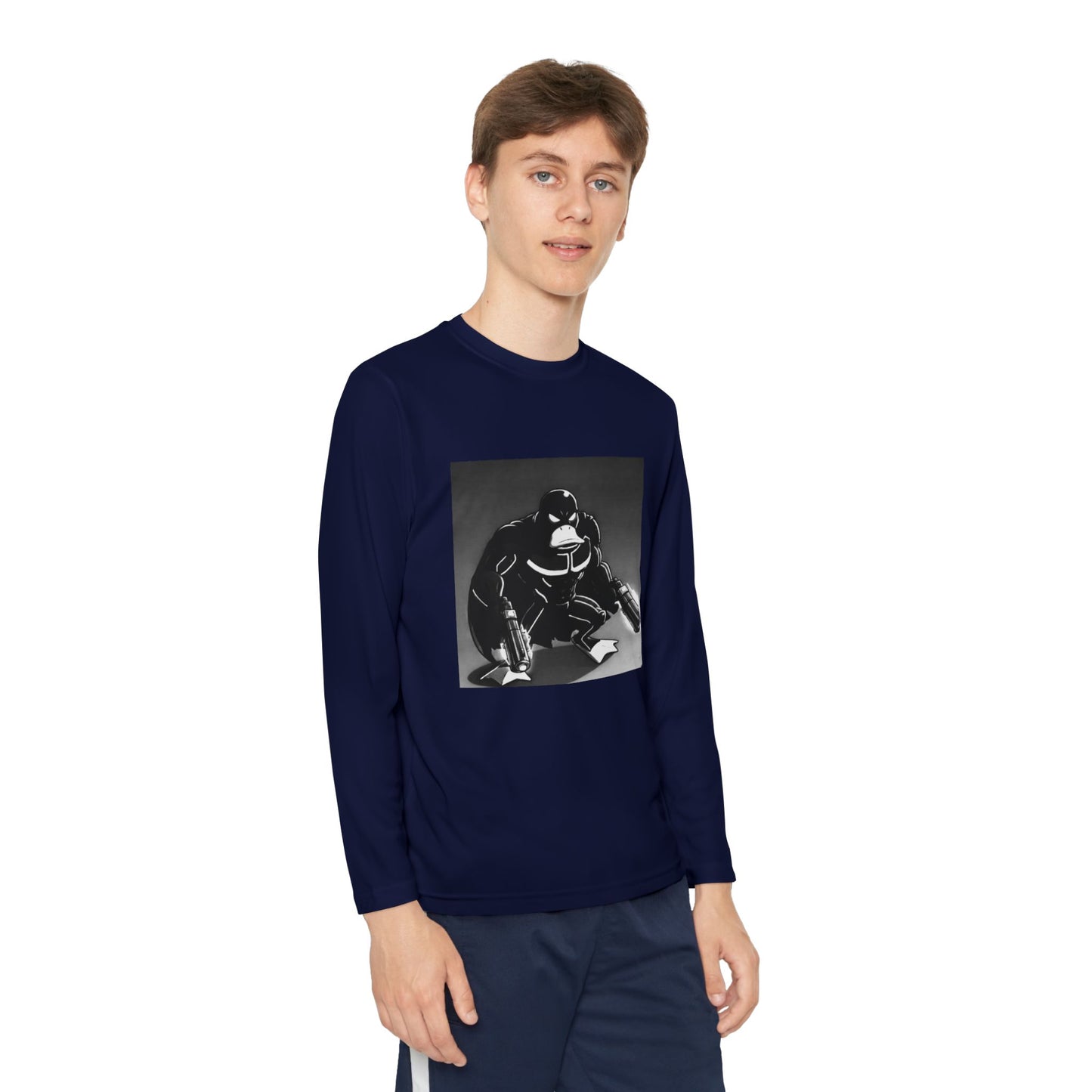 Agent Quacks Series Youth Long Sleeve Competitor Tee - Vigilante Quacks Design