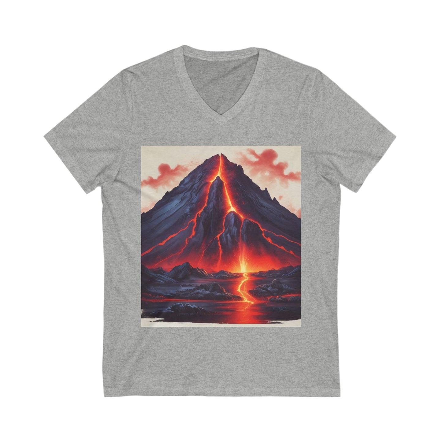 Volcanic Eruption V-Neck Tee, Lava Art T-Shirt, Nature Lover Gift, Unisex Tee, Adventure Top, Birthday Shirt
