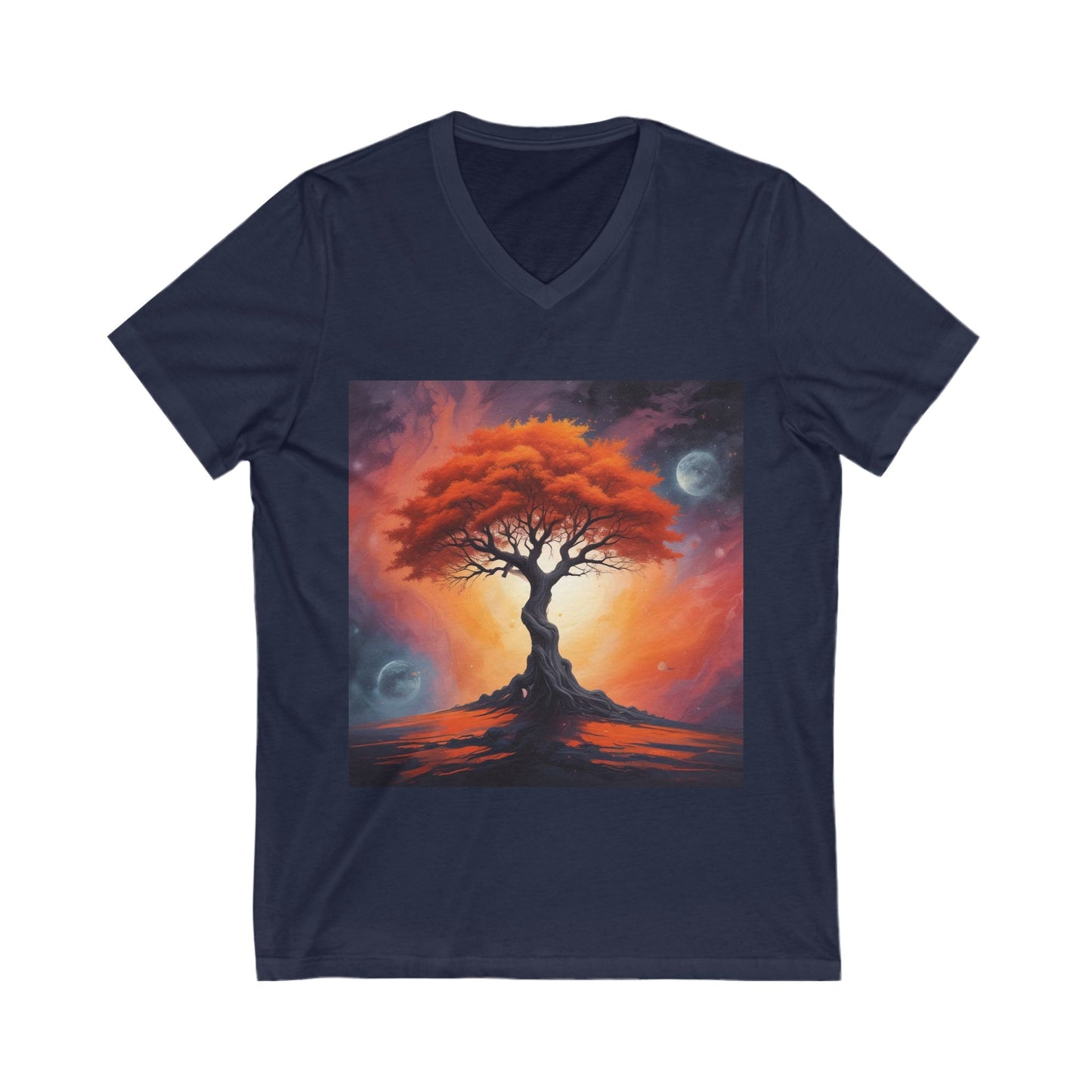 Vibrant Tree of Life Tee, Nature Lover Shirt, Eco-Friendly Apparel, Bohemian V-Neck T-Shirt, Gift for Earth Day, Casual Wear