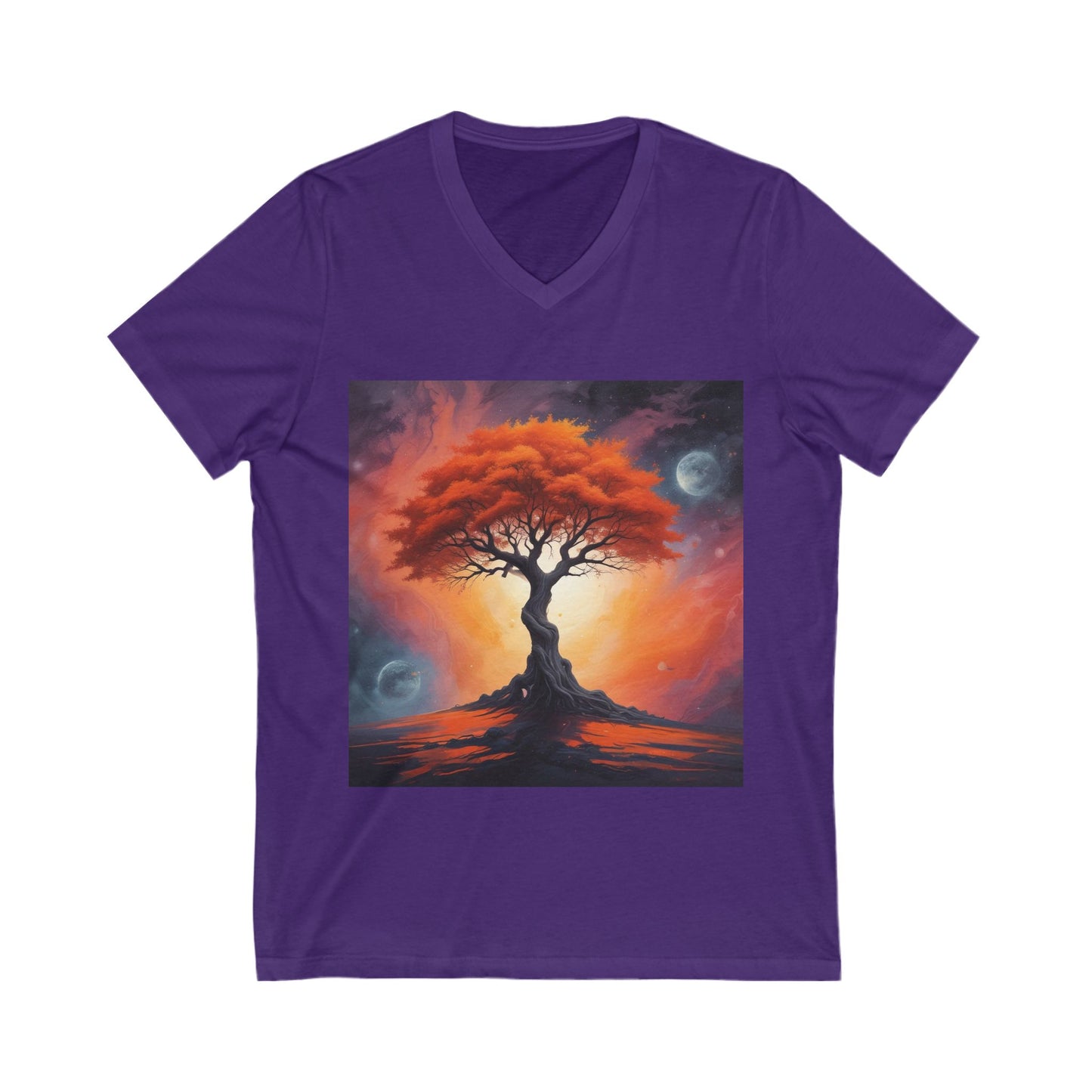 Vibrant Tree of Life Tee, Nature Lover Shirt, Eco-Friendly Apparel, Bohemian V-Neck T-Shirt, Gift for Earth Day, Casual Wear