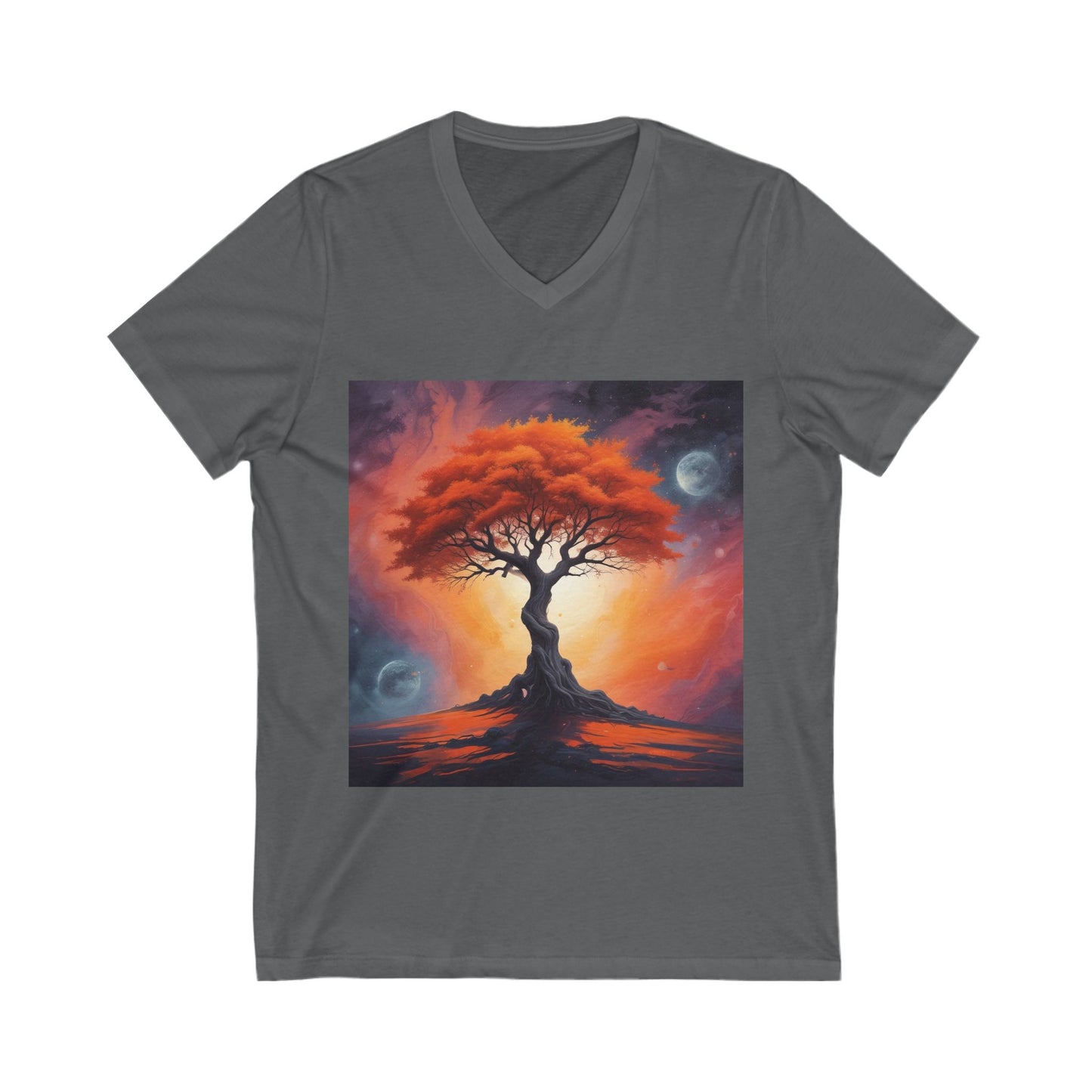 Vibrant Tree of Life Tee, Nature Lover Shirt, Eco-Friendly Apparel, Bohemian V-Neck T-Shirt, Gift for Earth Day, Casual Wear