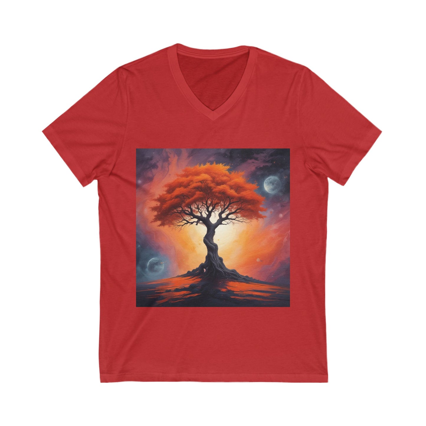 Vibrant Tree of Life Tee, Nature Lover Shirt, Eco-Friendly Apparel, Bohemian V-Neck T-Shirt, Gift for Earth Day, Casual Wear