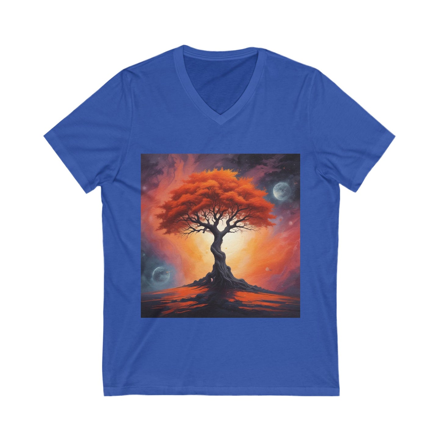 Vibrant Tree of Life Tee, Nature Lover Shirt, Eco-Friendly Apparel, Bohemian V-Neck T-Shirt, Gift for Earth Day, Casual Wear