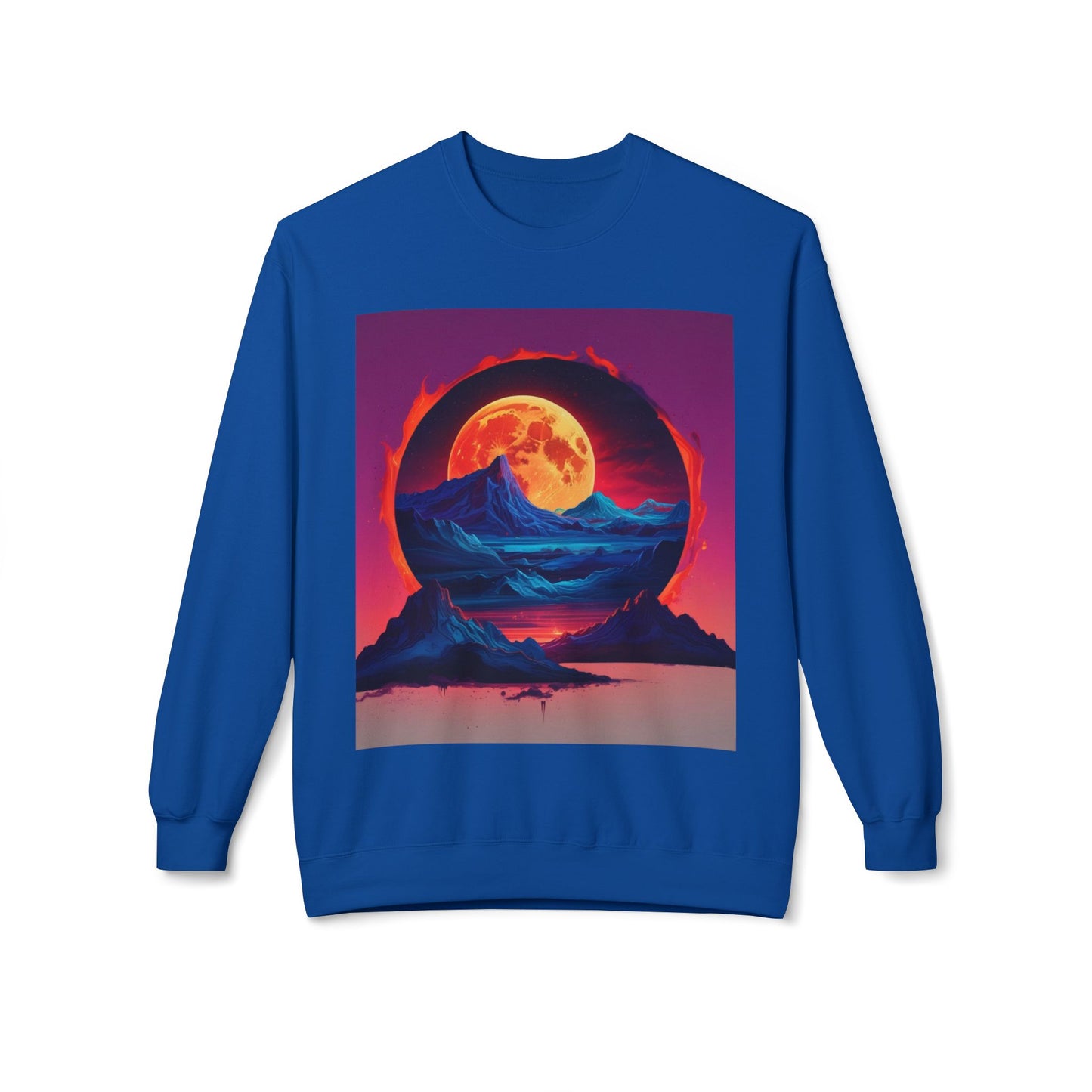 Moon Abstract Graphic Art Unisex Midweight Soft style Fleece Crewneck Sweatshirt