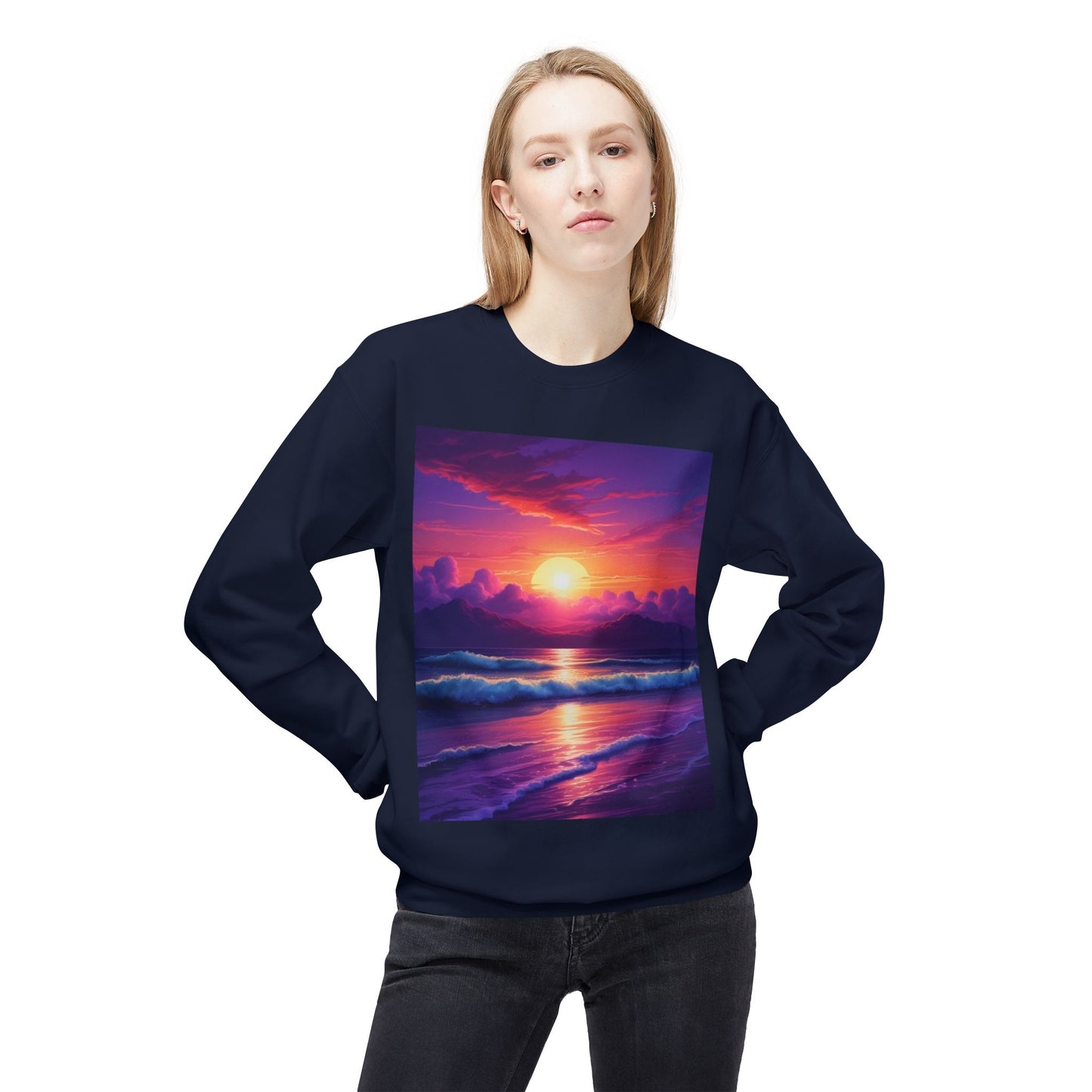 Sunset Ocean Crewneck Sweatshirt - Cozy Layer for Beach Lovers, Gift for Nature Enthusiasts, Perfect for Casual Days, Vibrant Art Apparel