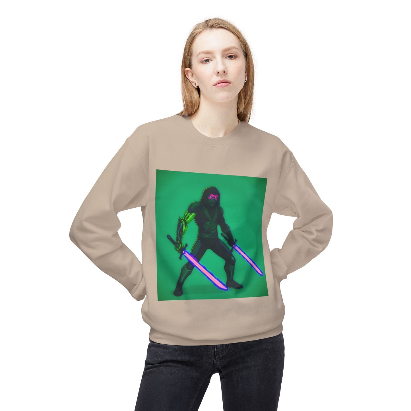Agent Quacks Series Unisex Midweight Softstyle Fleece Crewneck Sweatshirt - Assassin Xavier Design