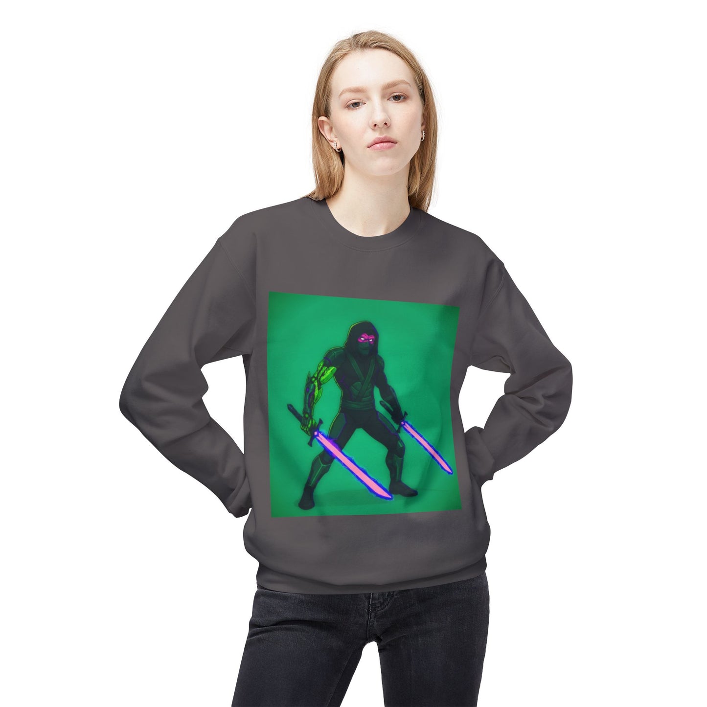 Agent Quacks Series Unisex Midweight Softstyle Fleece Crewneck Sweatshirt - Assassin Xavier Design