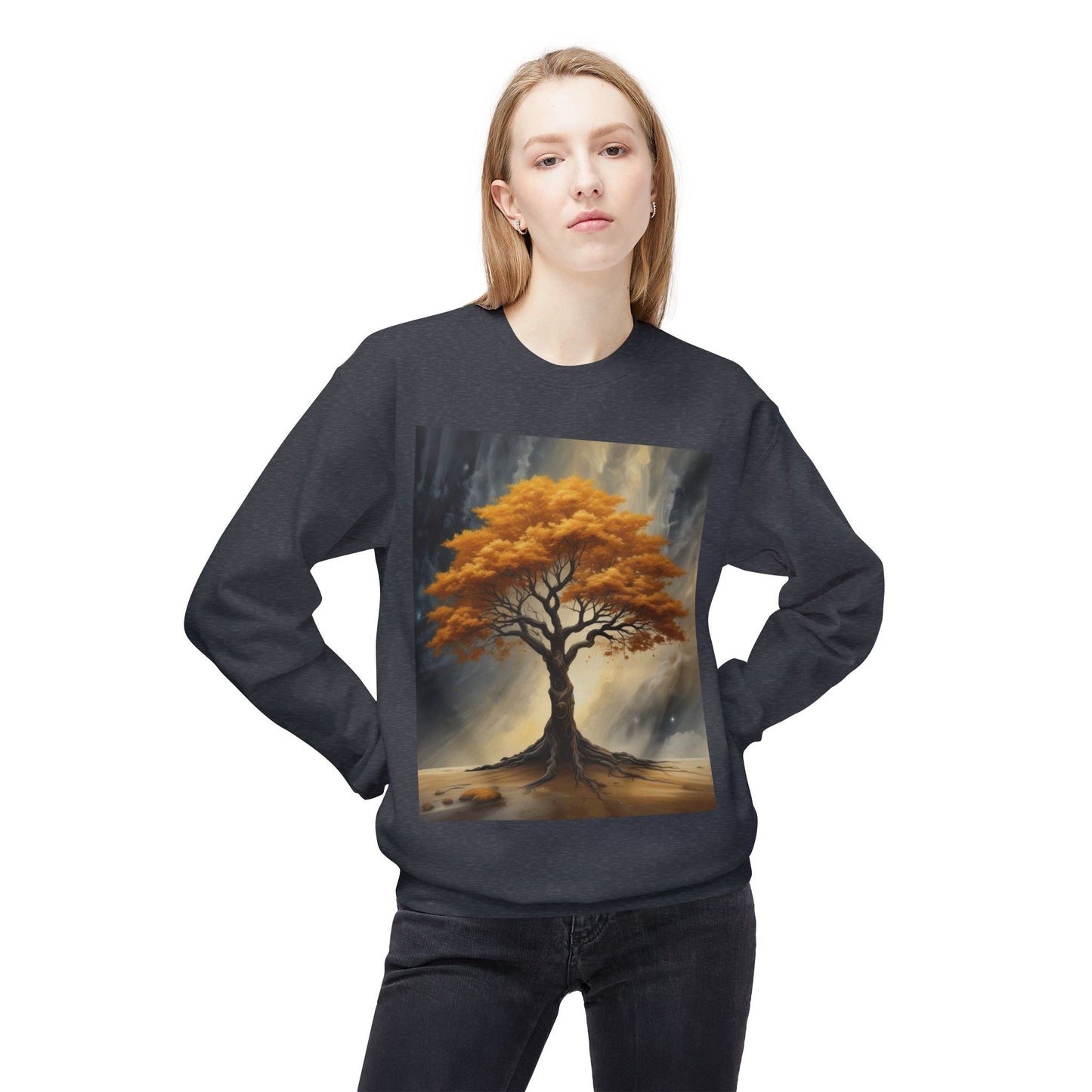 Autumn Tree Sweatshirt, Cozy Fall Apparel, Unisex Crewneck, Nature Lover Gift, Thanksgiving Outfit, Artistic Fleece Sweatshirt