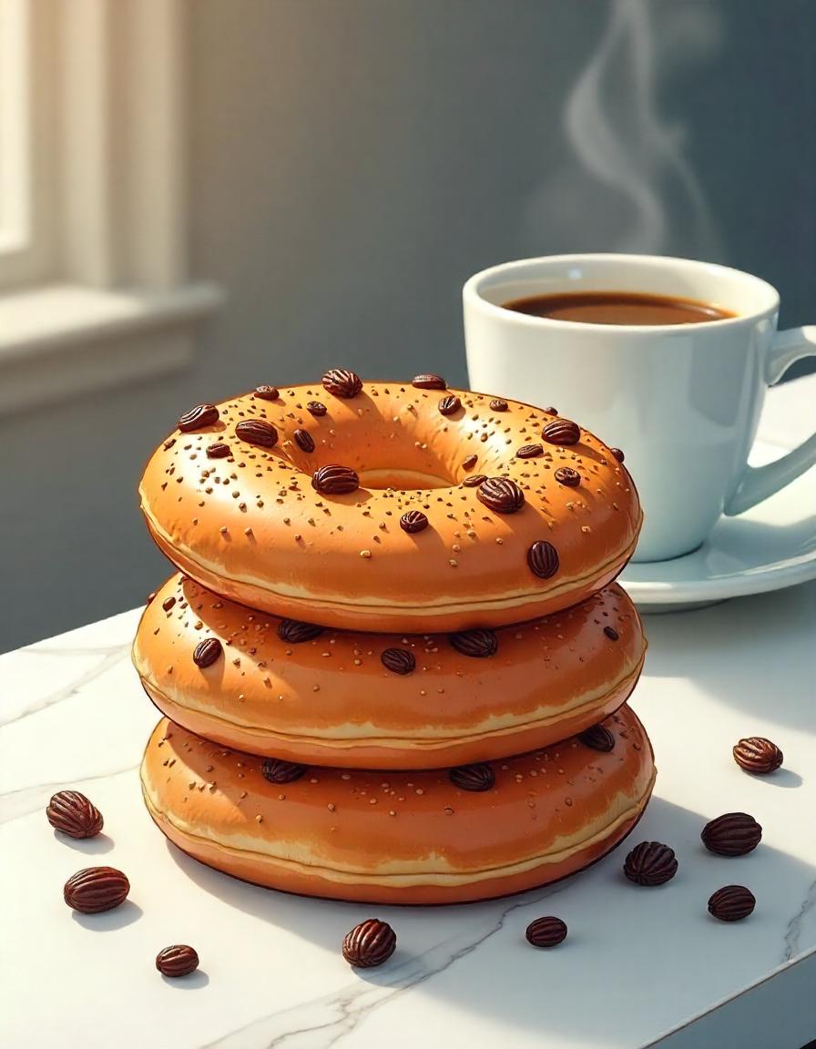 Bagel and donuts collection of 16