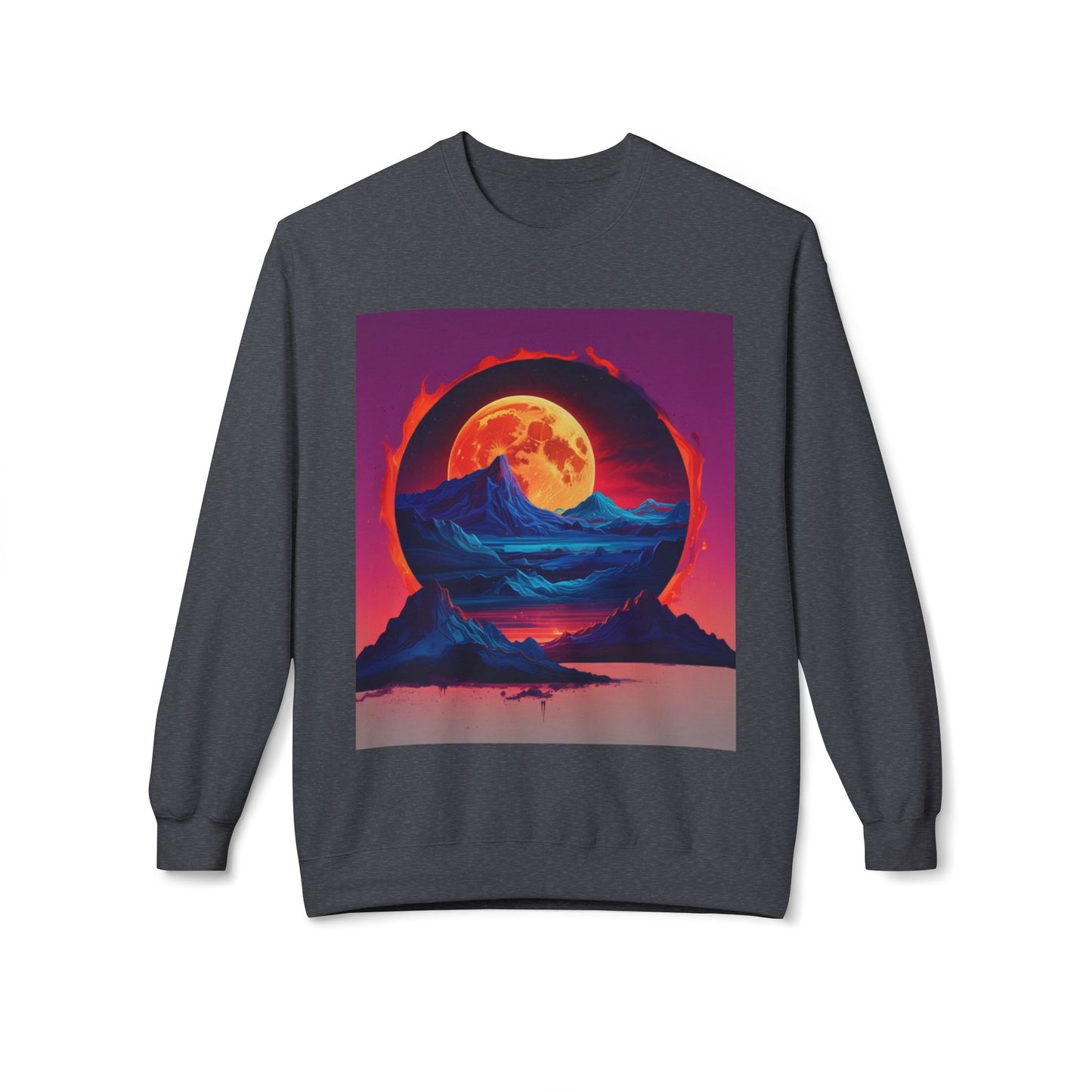 Moon Abstract Graphic Art Unisex Midweight Soft style Fleece Crewneck Sweatshirt